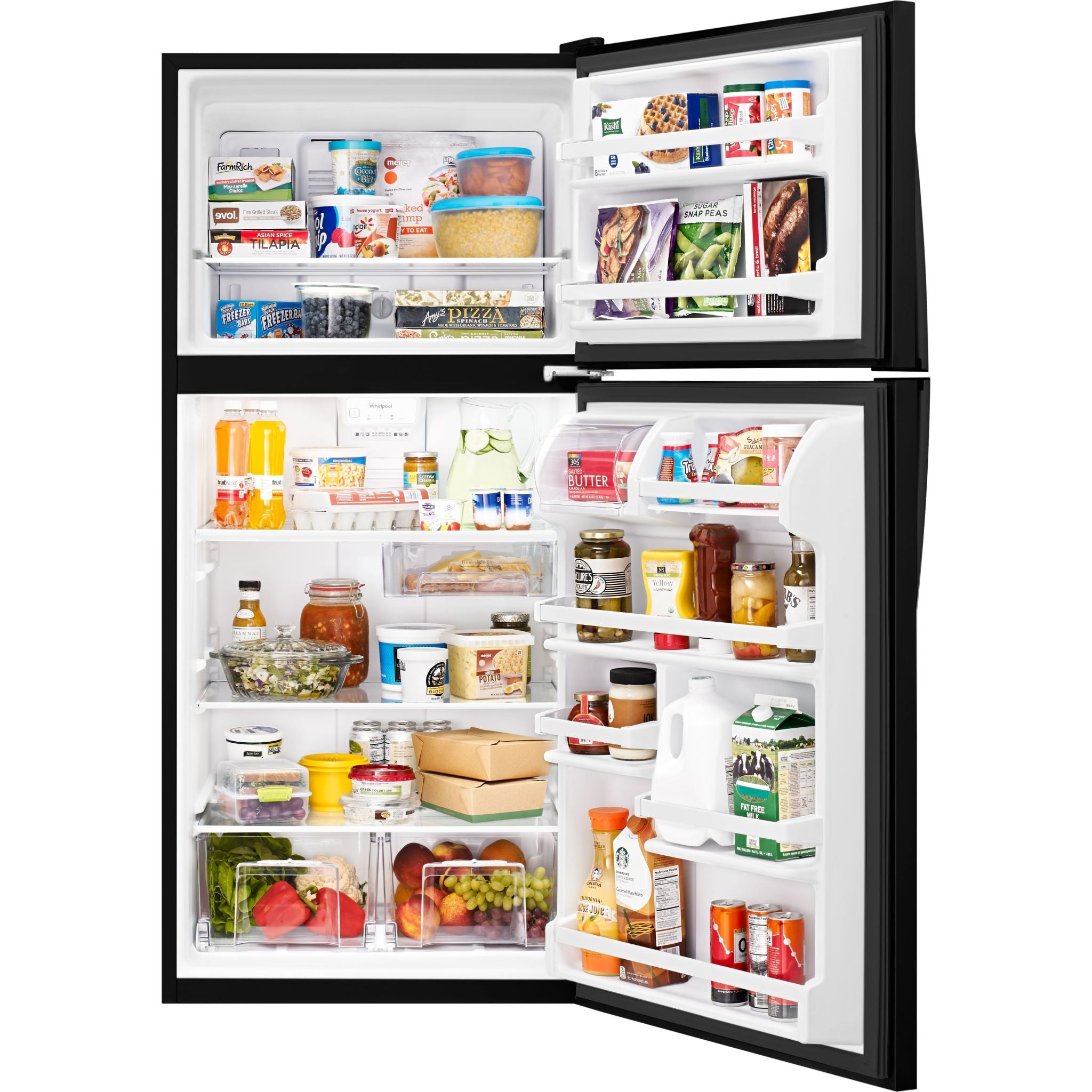 Whirlpool WRT318FZDB 18 Cu. Ft. Top Freezer Refrigerator - Energy Star Certified, Black Stainless Steel | Perfect for Kitchen, Apartment, Dorm & Office Use