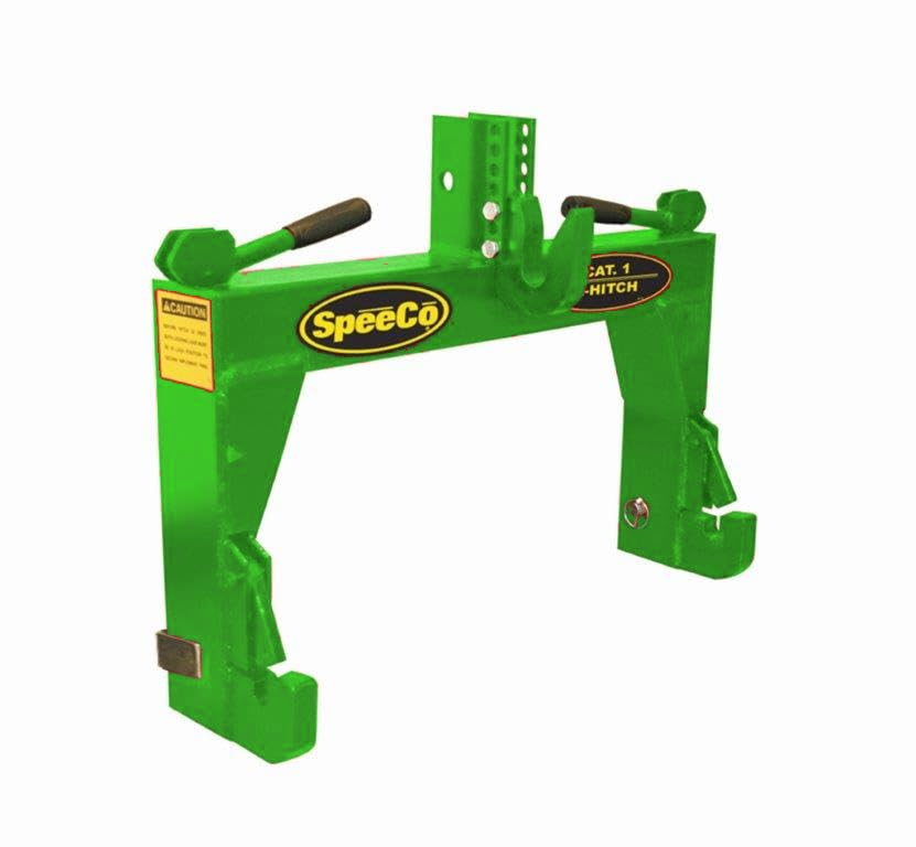 SpeeCo 3-Point Quick Hitch Category 1 Tractor Implement Adapter - No Bushings Needed - 2000 lb Lift Capacity - Green Powder Coated - Perfect for Farm Equipment & Agricultural Implements