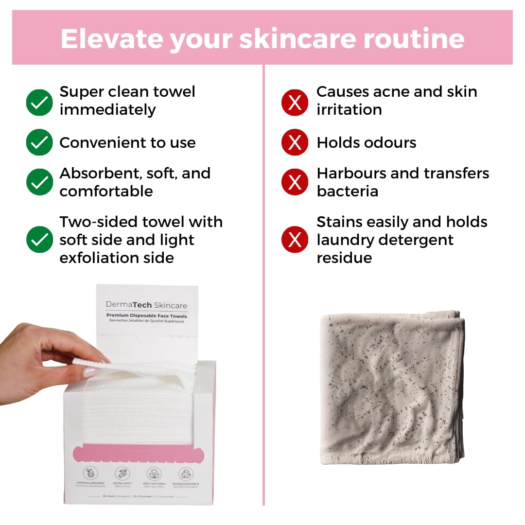 Premium Disposable Face Towels 50pcs - 100% Biodegradable & Eco-Friendly Facial Wipes for Daily Skin Cleansing | Gentle Makeup Remover & Travel Essentials | Perfect for Gym, Travel & On-the-Go Skincare