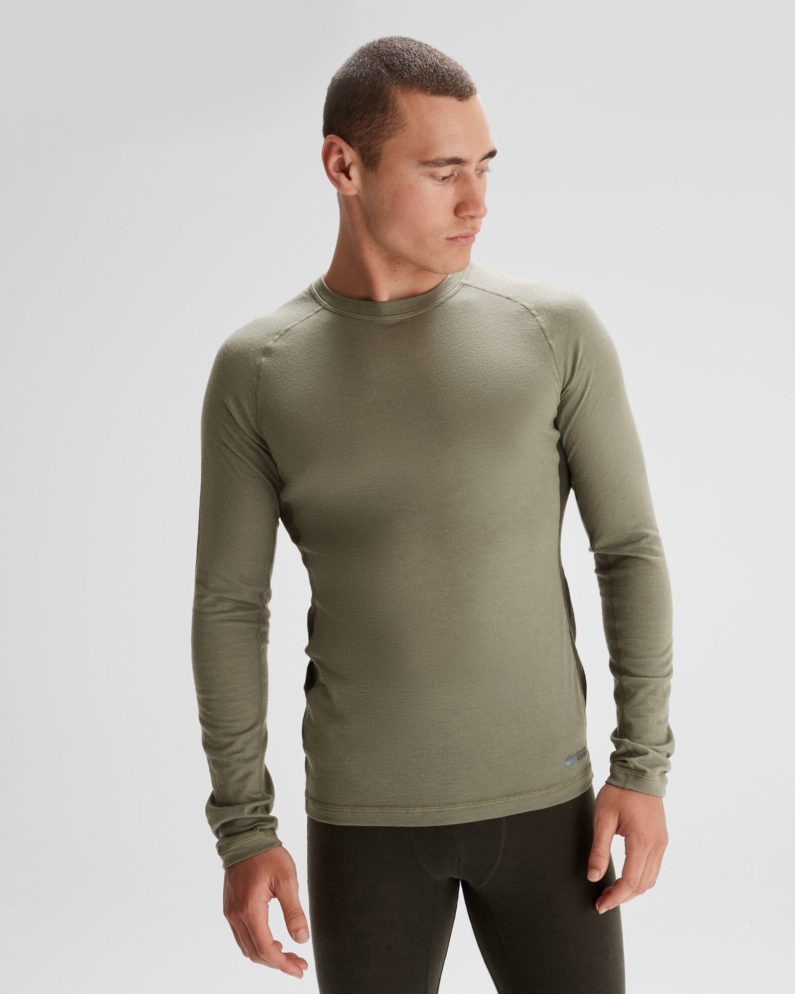 Men's K Merino 125 Baselayer Top - Lightweight Thermal Underwear for Hiking & Outdoor Activities - Beech/Dark Moss Color