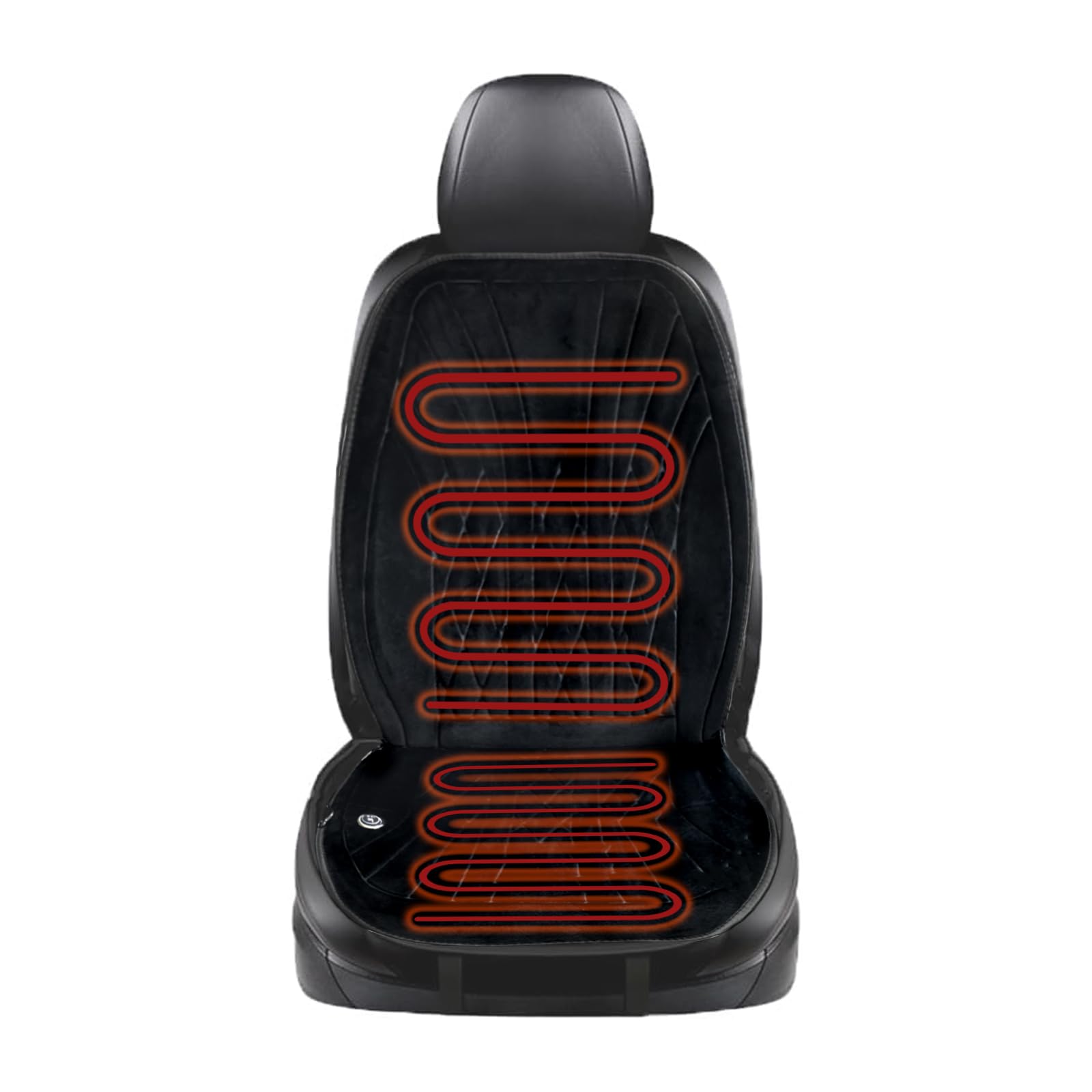 Heated Car Seat Cushion for Winter - 12V/24V Electric Warming Seat Pad for Cars, Trucks & SUVs - Soft Plush Front Seat Cover with Heating Technology - Perfect for Cold Mornings, Road Trips & Winter Commutes (Black)