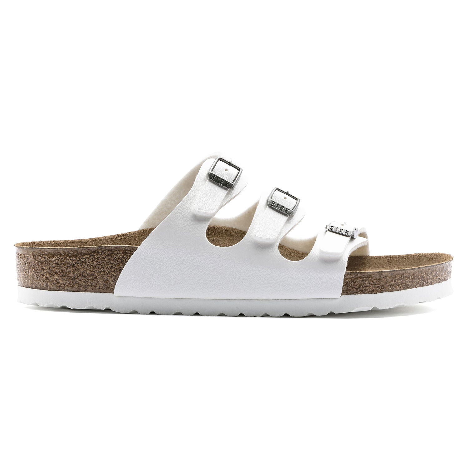 Birkenstock Women's Florida Birko-Flor Classic Footbed Sandals - Comfortable White Leather Sandals for Walking, Travel & Summer Outfits
