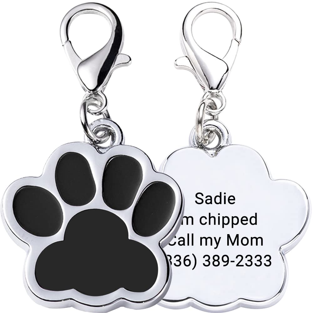 Custom Engraved Pet ID Tags - Personalized Dog & Cat Name Tags with Phone Number for Safety (Black) - Perfect Gift for Pet Lovers