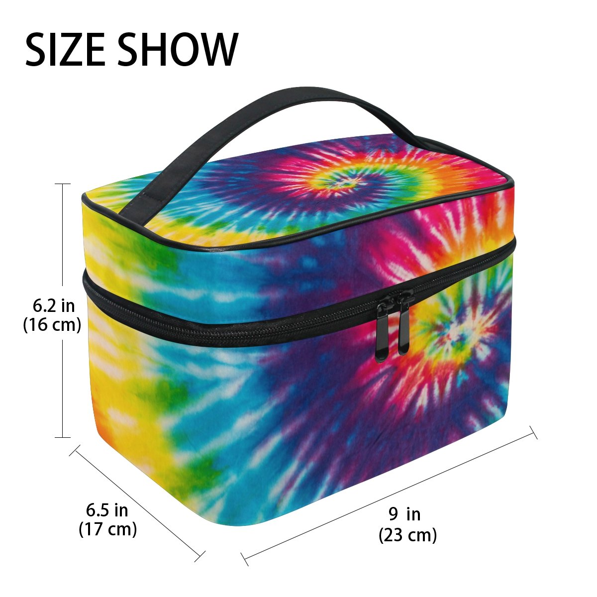 Cooper Girl Swirl Rainbow Cosmetic Bag - Waterproof Travel Makeup Train Case with Mirror | Perfect for Travel, Gym & Daily Organization