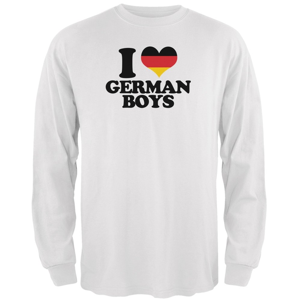 Old Glory Oktoberfest I Heart German Boys White Long Sleeve T-Shirt for Men - Medium Size - Perfect for Oktoberfest Celebrations, German Heritage Events & Casual Wear