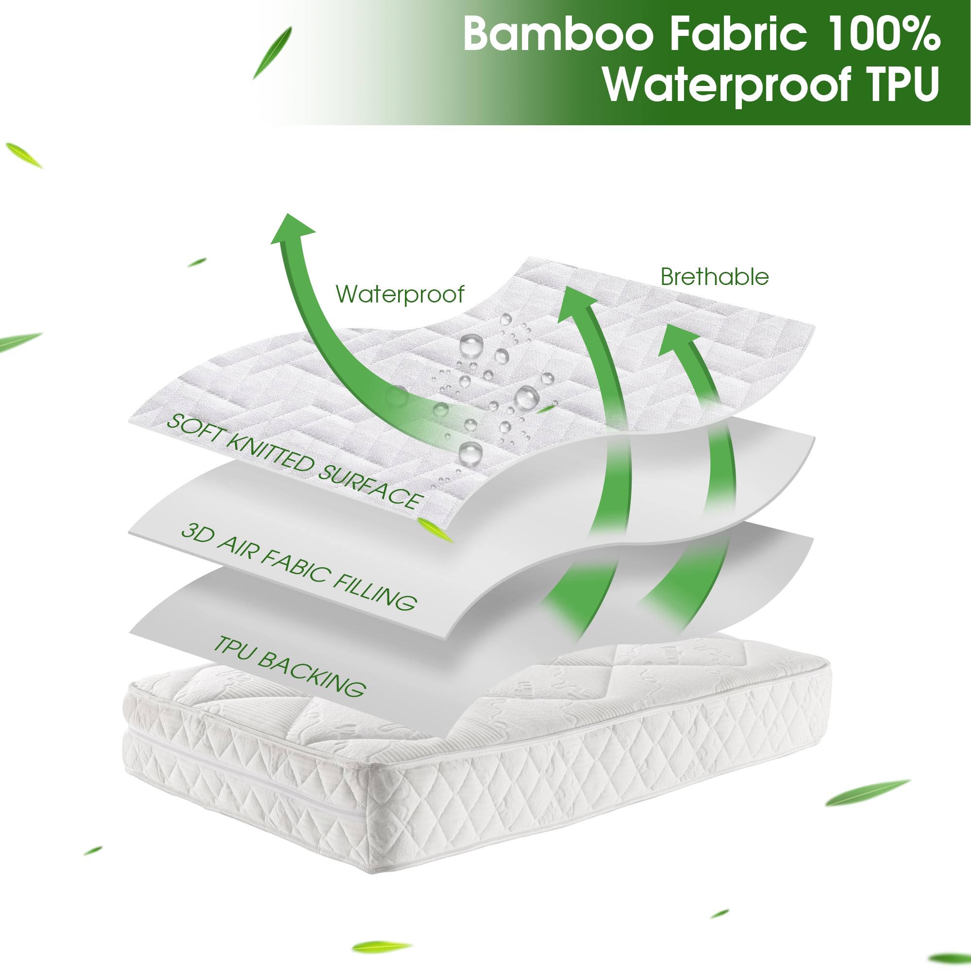 100% Waterproof King Size Mattress Protector - Bamboo Rayon Cooling Mattress Pad Cover, 3D Air Fabric Breathable & Noiseless, Fits 8''-21'' Deep Pocket - Ideal for Allergy Relief, Hot Sleepers & Bed Protection