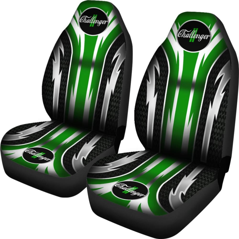 Premium 2-Piece Front Seat Covers for Dodge Challenger - Green (Part #144627) | Custom Fit, Breathable Fabric | Perfect for Car Enthusiasts & Daily Commuters
