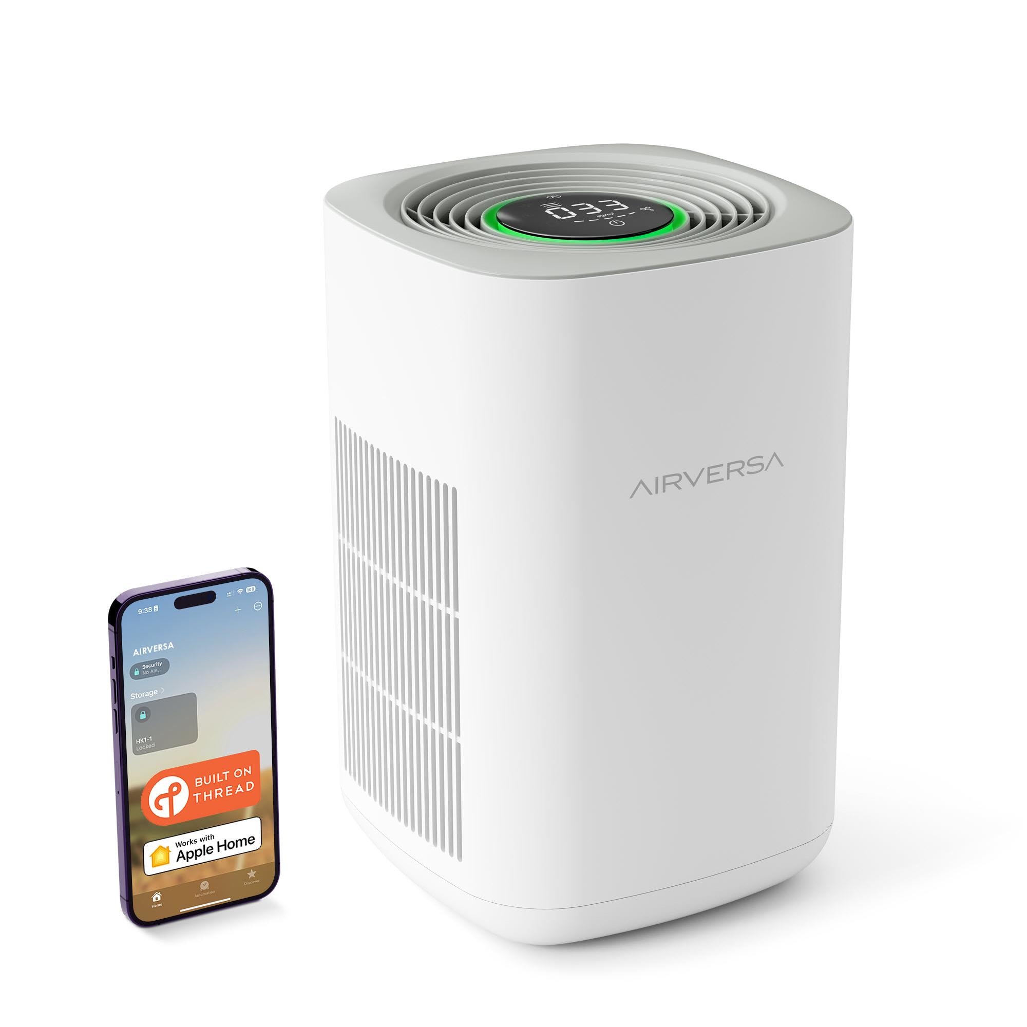 Airversa Purelle HEPA Air Purifier with HomeKit & Thread Support - Smart Air Cleaner for Allergies, Dust, and Pet Dander - Perfect for Bedrooms, Living Rooms, and Offices
