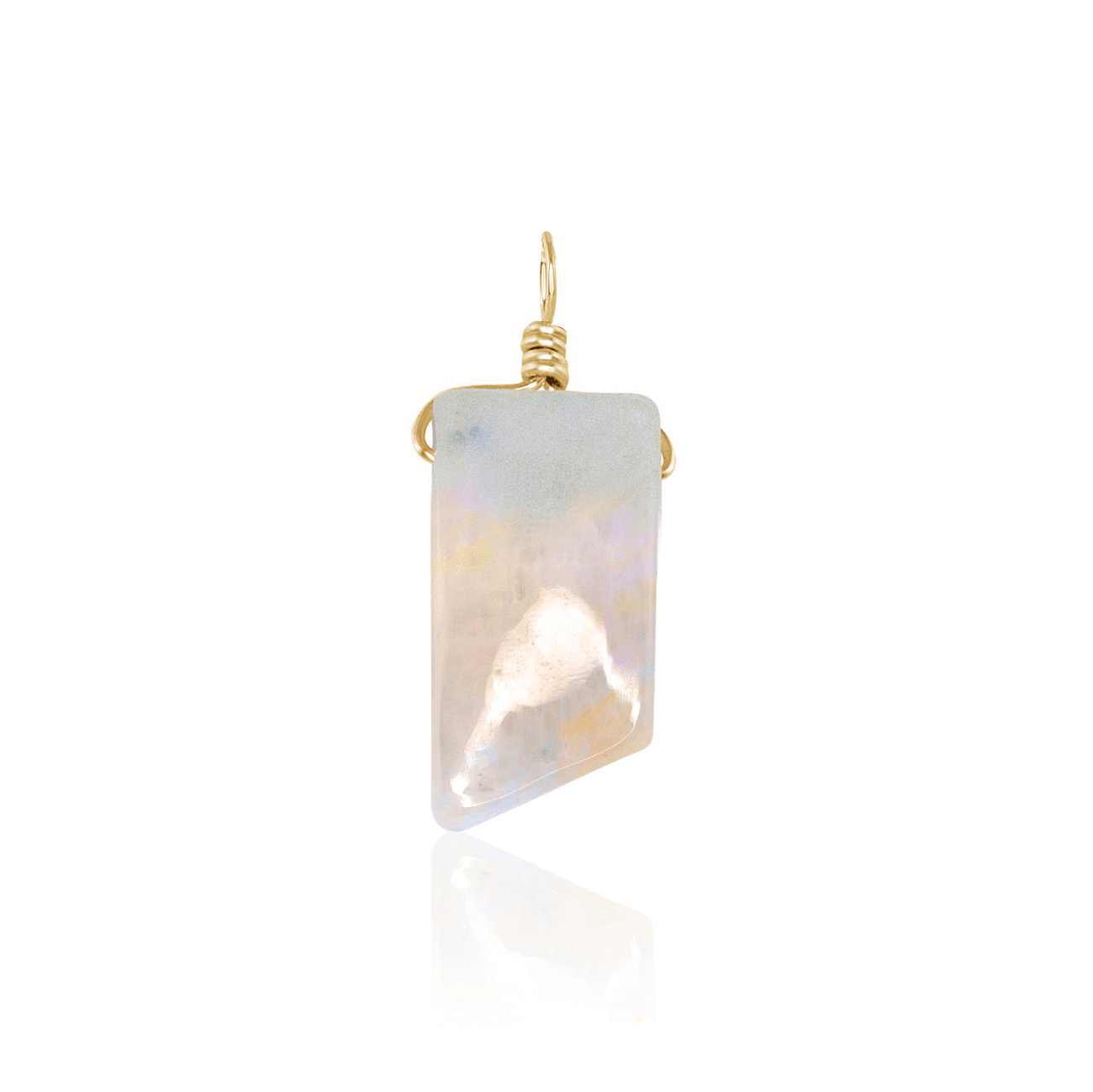 Natural Rainbow Moonstone Crystal Pendant Necklace - Smooth Polished Gemstone Jewelry for Women | Perfect for Meditation, Energy Healing & Boho Fashion