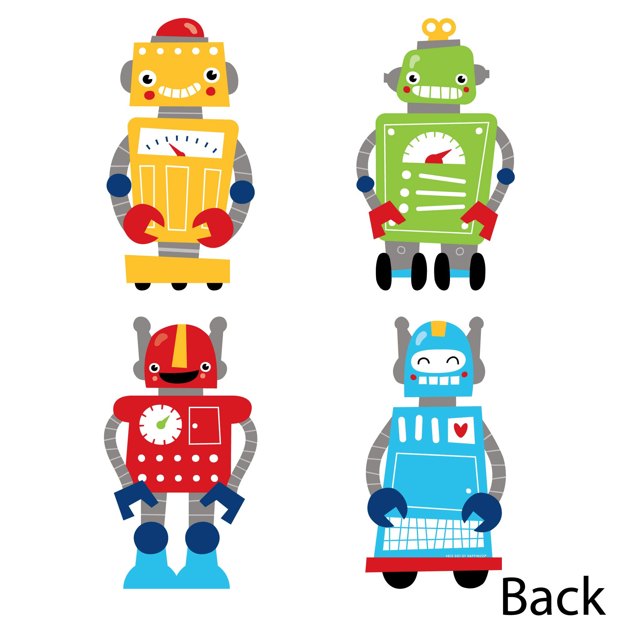 Big Dot of Happiness Gear Up Robots - DIY Party Decorations for Birthday, Baby Shower & Kids Room - Set of 20 Cutouts - Perfect for Wall Decor, Classroom Themes & Craft Projects