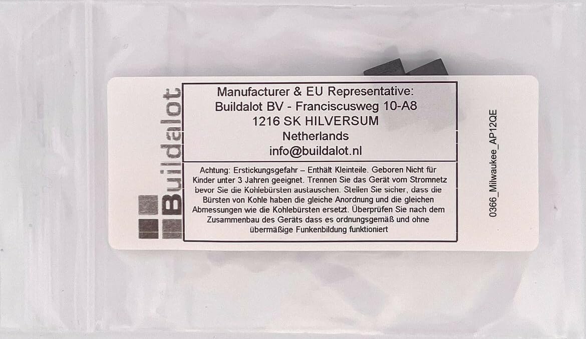 Milwaukee AP12QE Grinder Carbon Brushes 0366 - Replacement Brushes with Cable & Connector for Smooth Power Tool Performance - Ideal for Metal Grinding, Woodworking, and DIY Projects