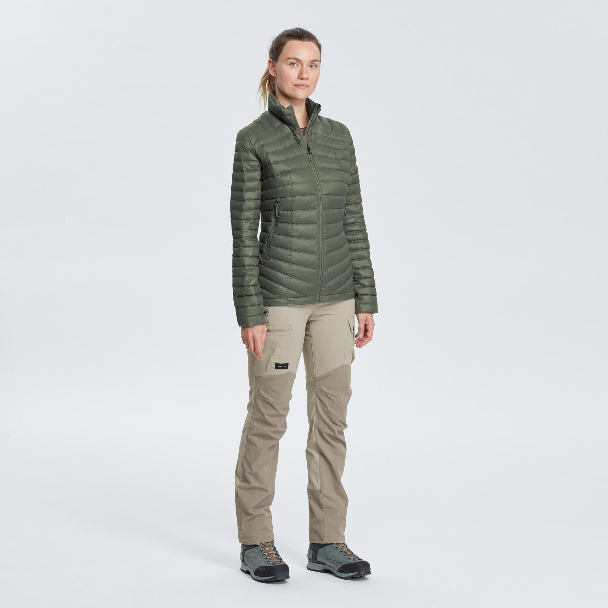 Forclaz Women's MT100 Down Jacket - Lightweight Waterproof Hiking & Backpacking Coat for Cold Weather (23°F) - Perfect for Mountain Climbing, Camping & Winter Outdoor Adventures