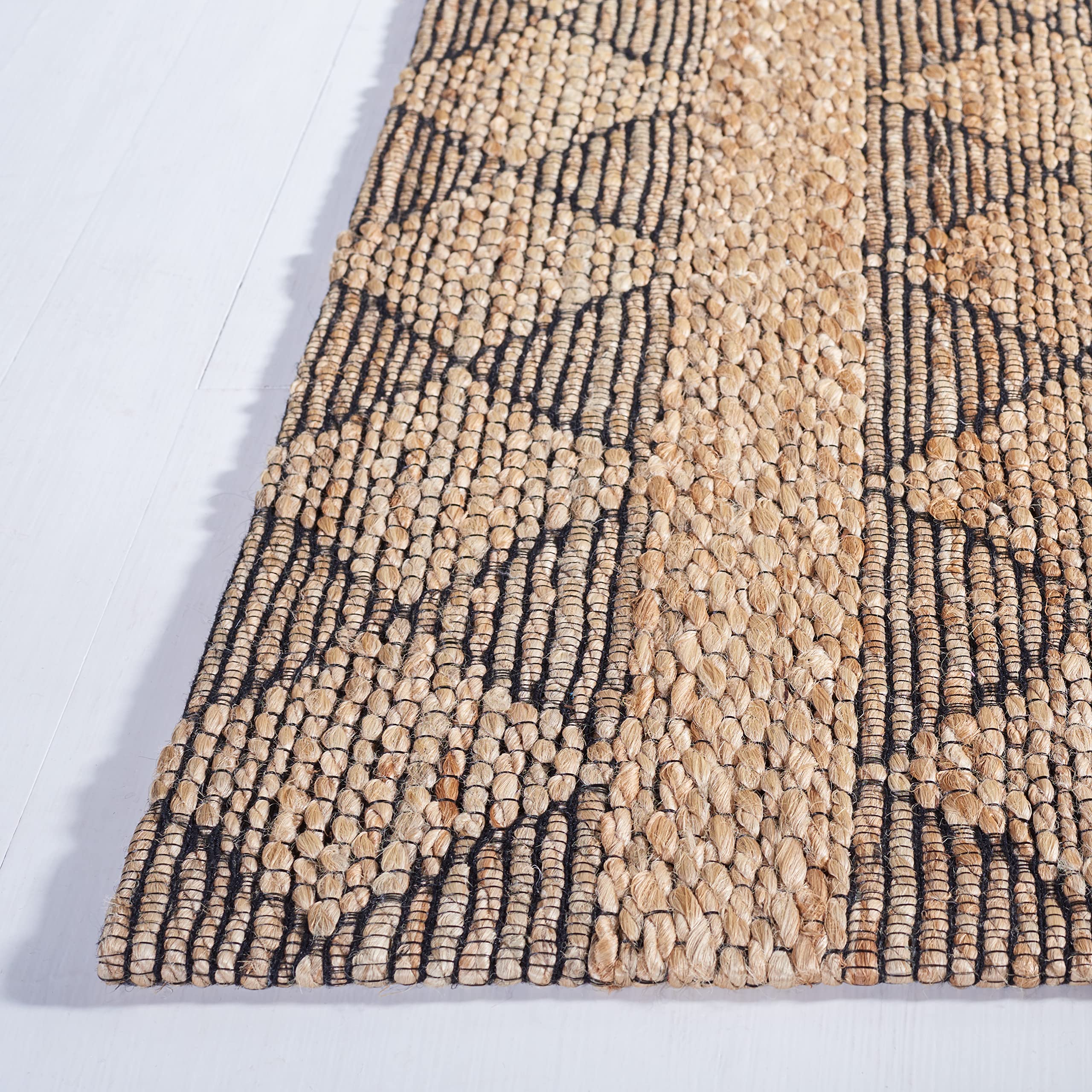 SAFAVIEH Natural Fiber Collection 8' x 10' Handmade Jute Area Rug - Natural/Black NFB551A - Perfect for Living Room, Dining Room & Bedroom Decor