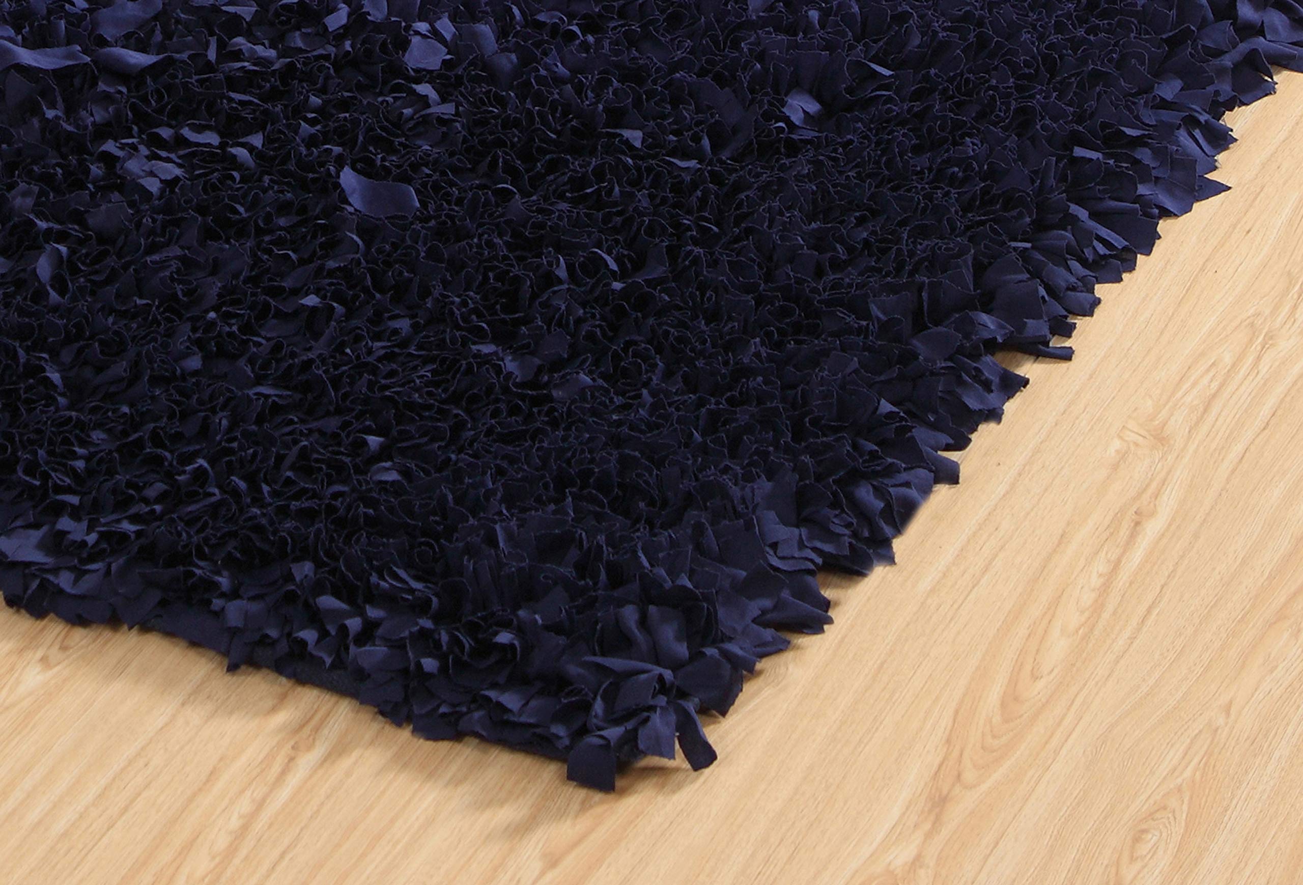 Premium Soft Jersey Shaggy Rug 5' x 8' Navy Blue - Machine Washable Non-Slip Living Room Carpet | Foldable Indoor Floor Mat for Home Decor, Bedroom & Cozy Spaces