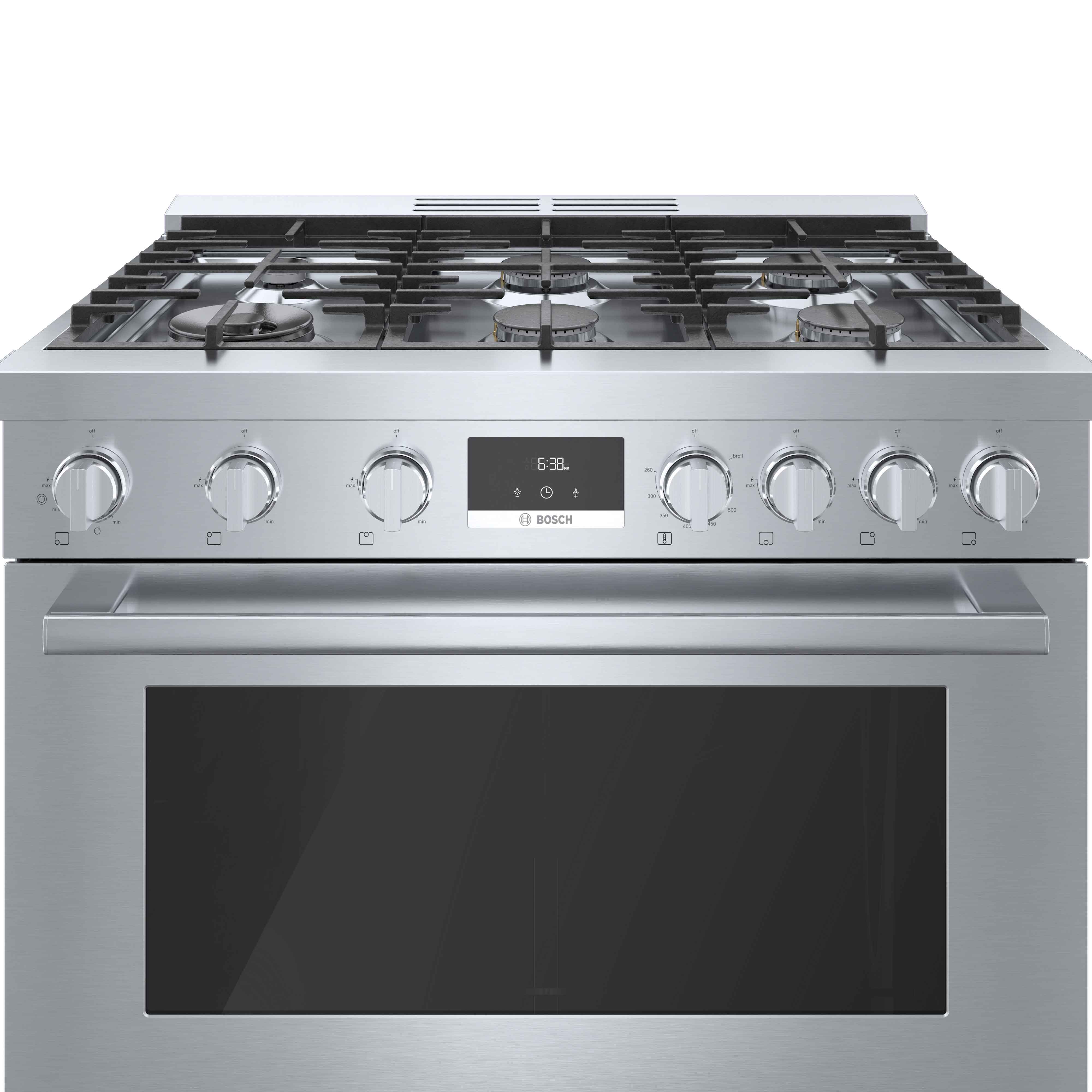 Bosch 36-Inch Professional Gas Range with 5 Burners, Stainless Steel HGS8655UC - Perfect for Home Chefs & Commercial Kitchens