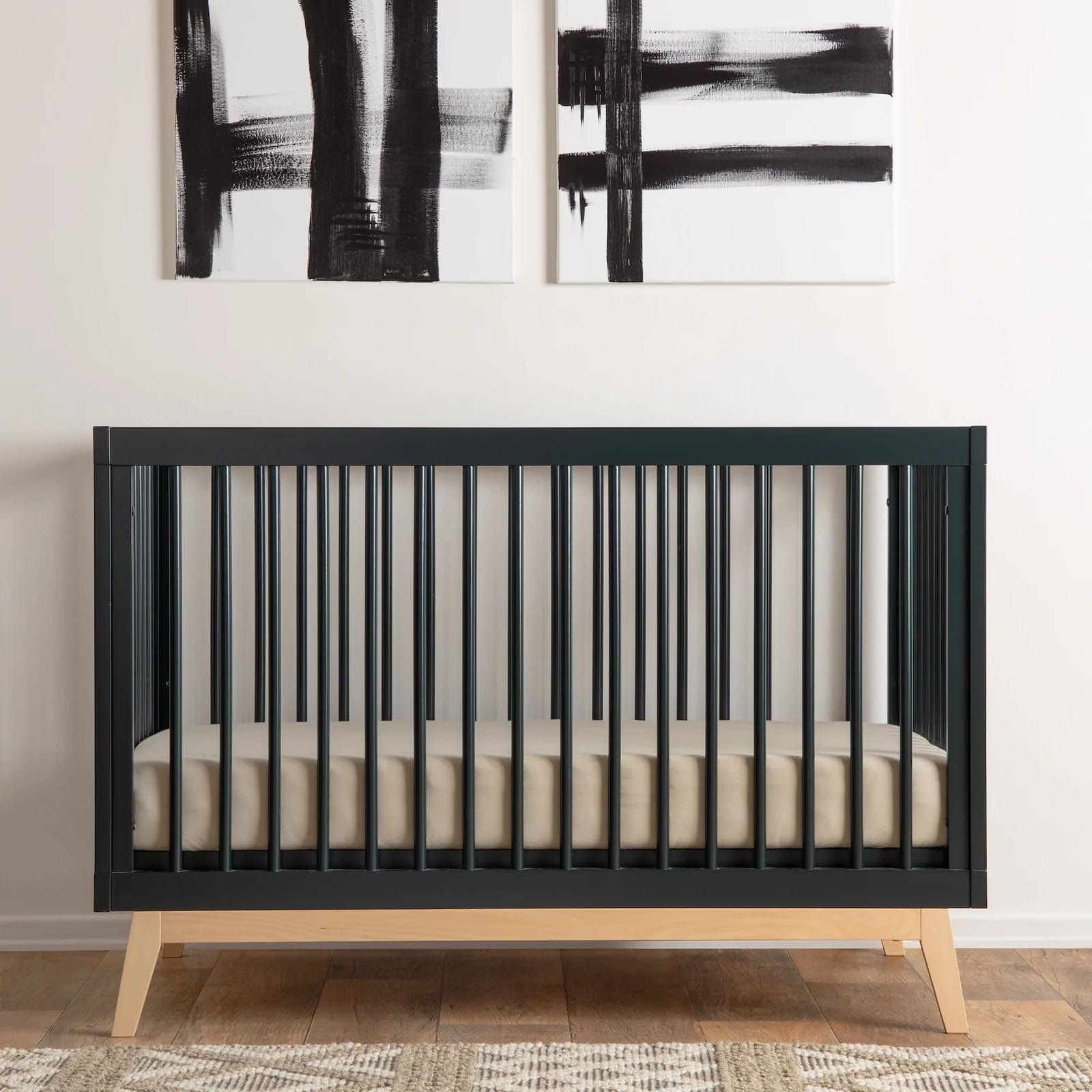 Soho 3-in-1 Convertible Baby Crib - White Nursery Furniture for Newborn to Toddler - Perfect for Small Spaces & Modern Nurseries