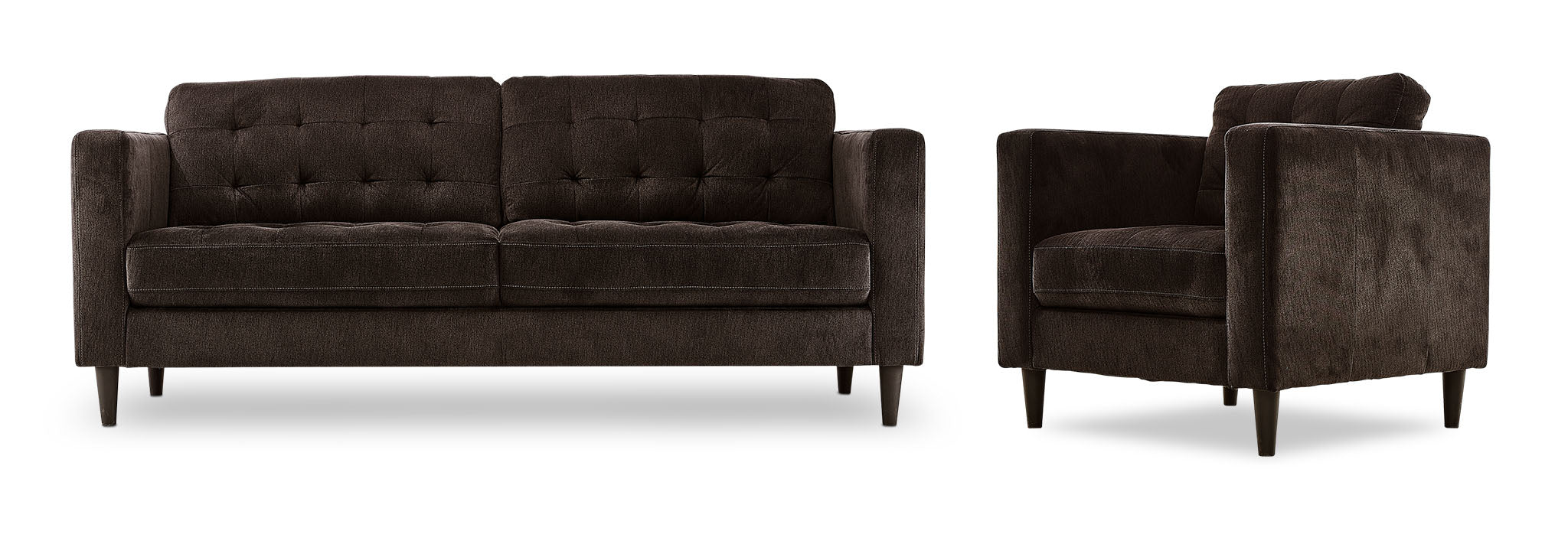 Luxury Anthena Sofa and Chair Set in Dark Chocolate Brown - Perfect for Living Room, Lounge, and Home Theater Seating