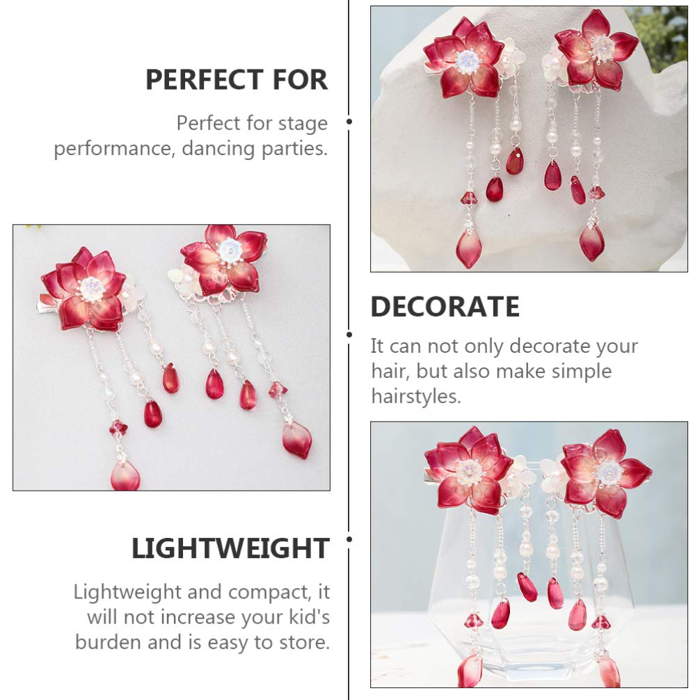 Beaupretty Flower Hair Clips for Hanfu & Tassel Hairpins - Wedding & Cosplay