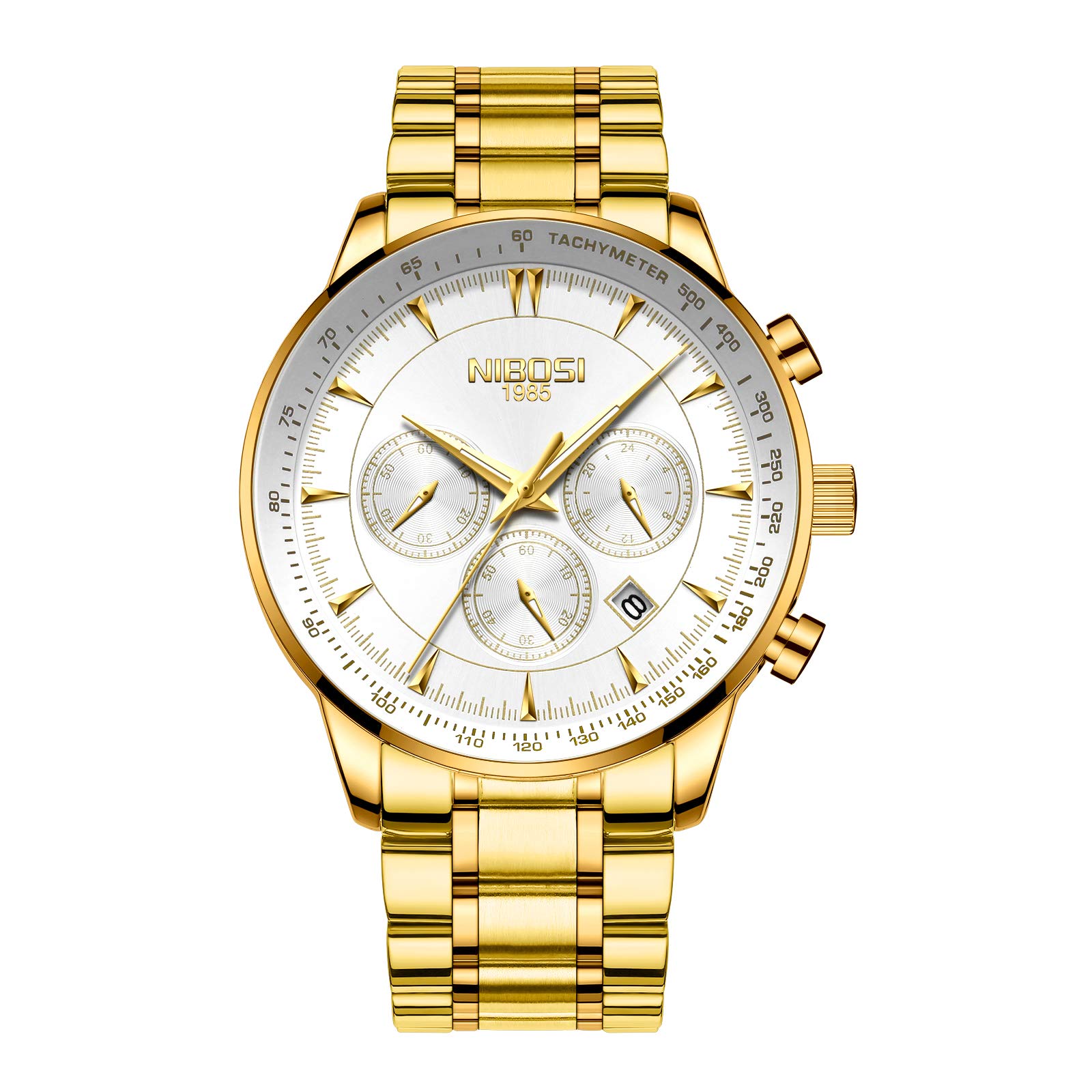 NIBOSI Men's Military Chronograph Watch - Stainless Steel Water Resistant Luxury Watch for Men | Perfect for Outdoor Adventures, Business Meetings & Formal Occasions