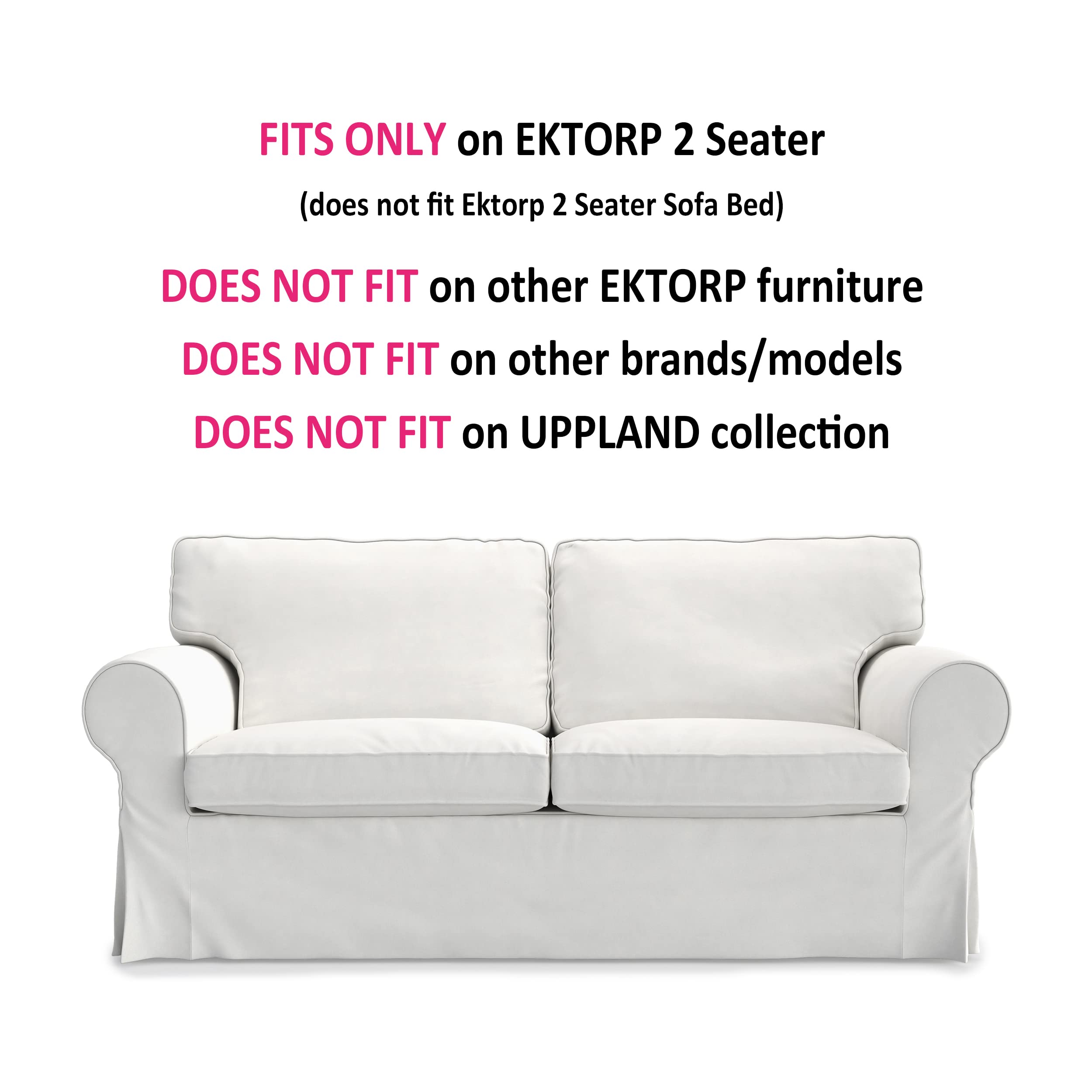 MASTERS OF COVERS Pre-Shrunk Cotton Ektorp Loveseat Sofa Slipcover for IKEA Two-Seater - Perfect Fit for Ektorp Series (White) | NOT Compatible with Uppland Sofa | Living Room Furniture Protection & Style Upgrade