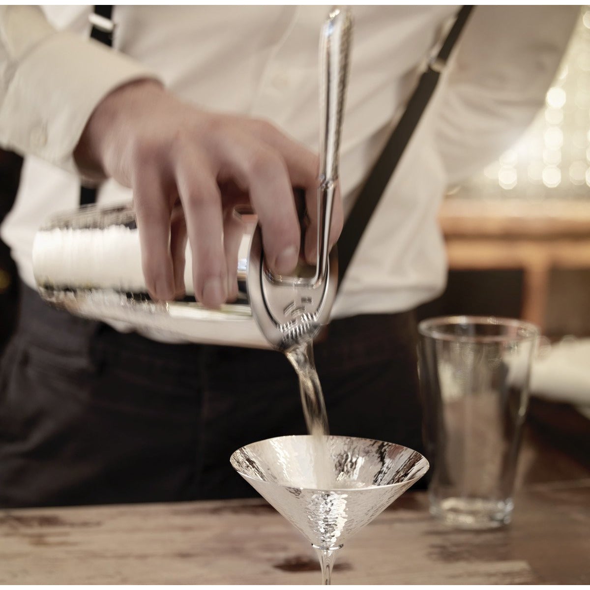 Premium Martele Cocktail Shaker Set with Stainless Steel Mixing Cup & Glass - Perfect for Home Bars, Parties & Professional Bartending