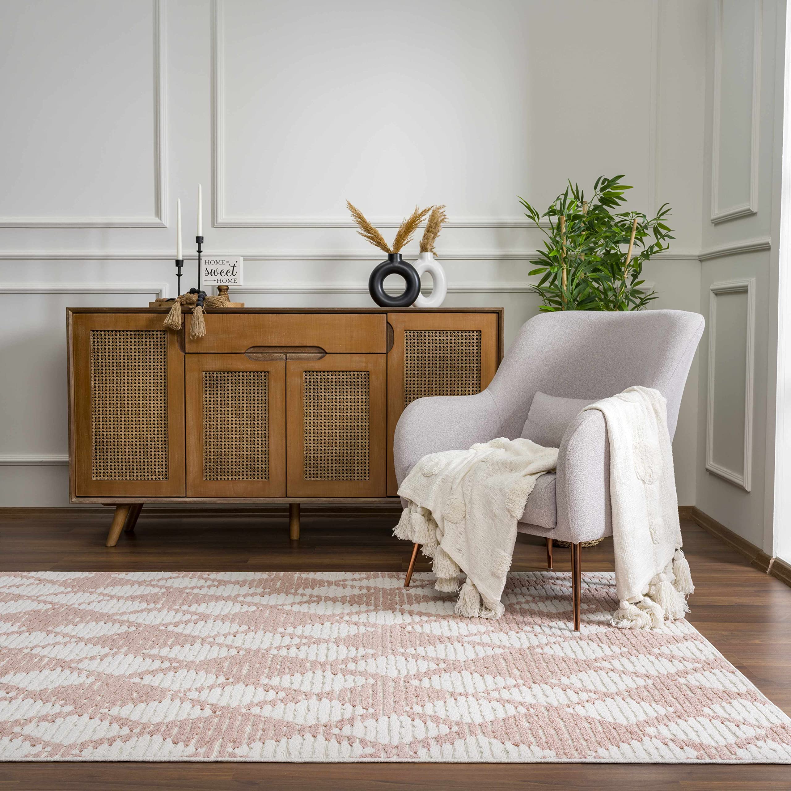 Premium Hauteloom Mansilingan Area Rug for Living Room, Bedroom & Outdoor Patio - Soft Beige & Brown Design - 6'7