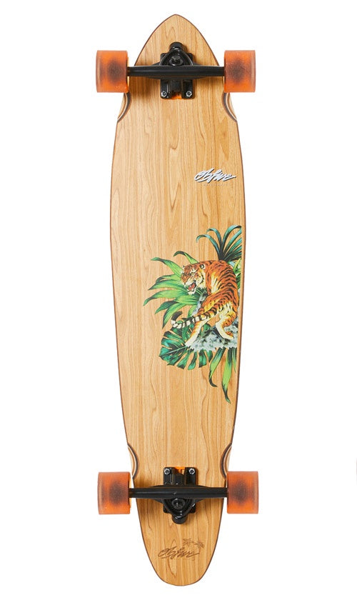 OBfive Psyched Tiger Longboard Skateboard - 38 Inch Cruiser Board for Adults & Teens - Perfect for Commuting, Downhill Riding & Beach Cruising