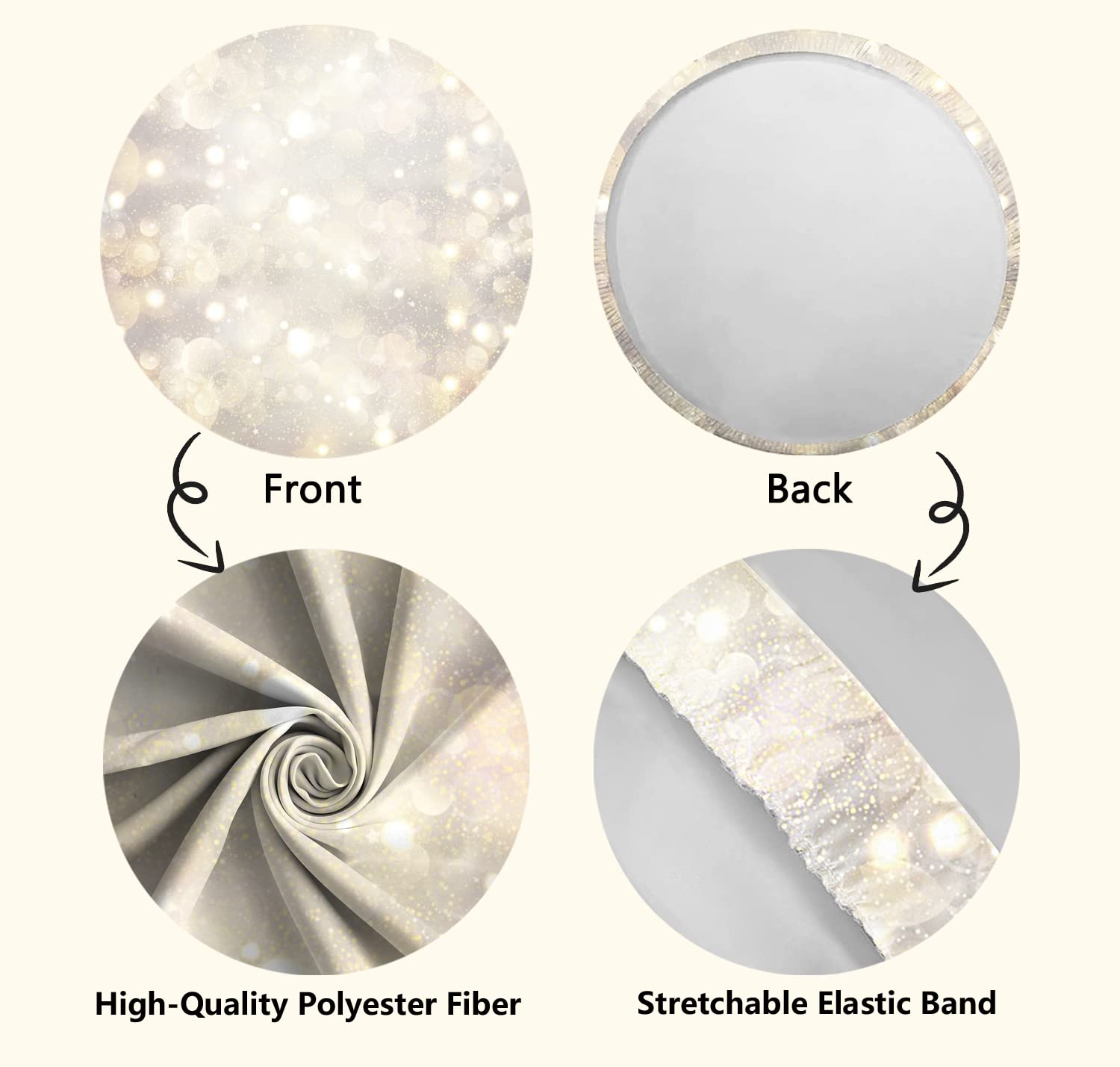 7ft Round God Bless Photography Backdrop with Golden Cross & Blue Flowers - Polyester First Holy Communion, Christening, Newborn Baby Baptism Background for Church Events & Religious Celebrations