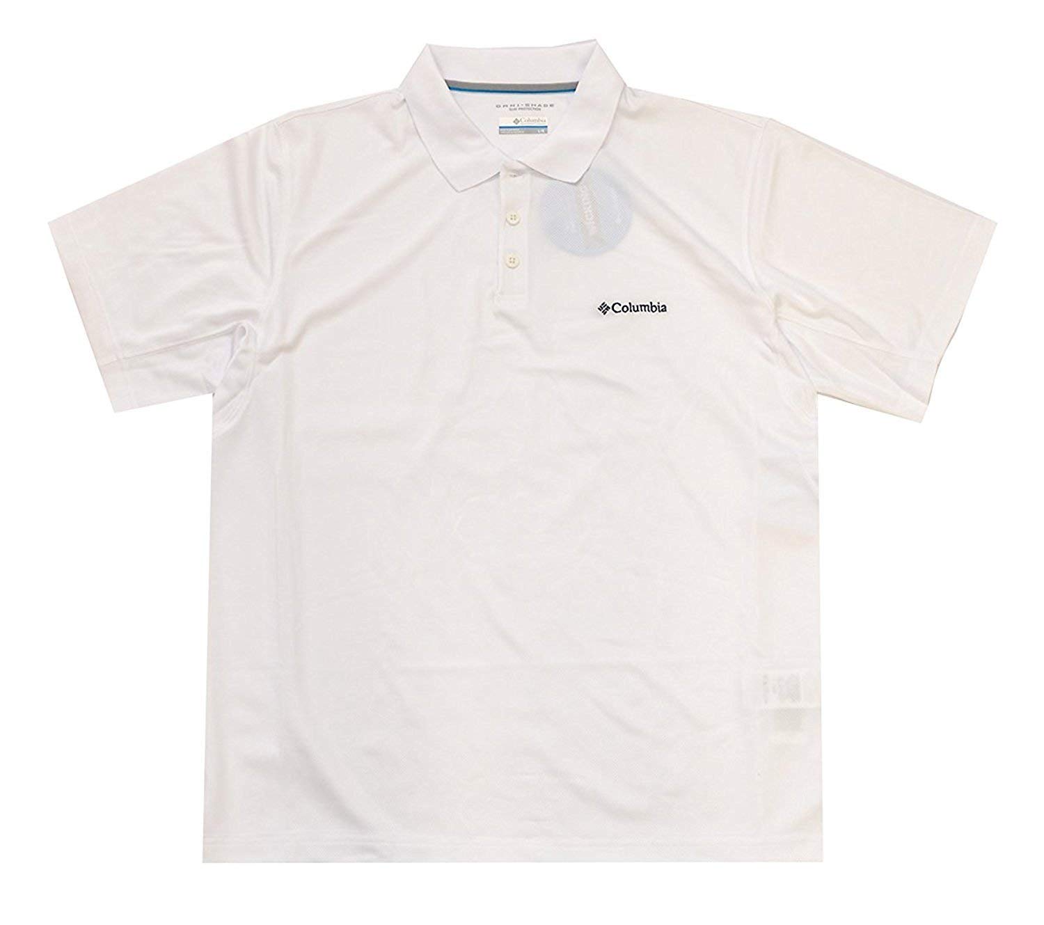 Columbia Men's City Voyager Omni-Shade UPF 30 Sun Protection Polo Shirt - Moisture-Wicking Quick-Dry Golf & Outdoor Travel Shirt (Medium, White) for Hiking, Golfing and Summer Activities