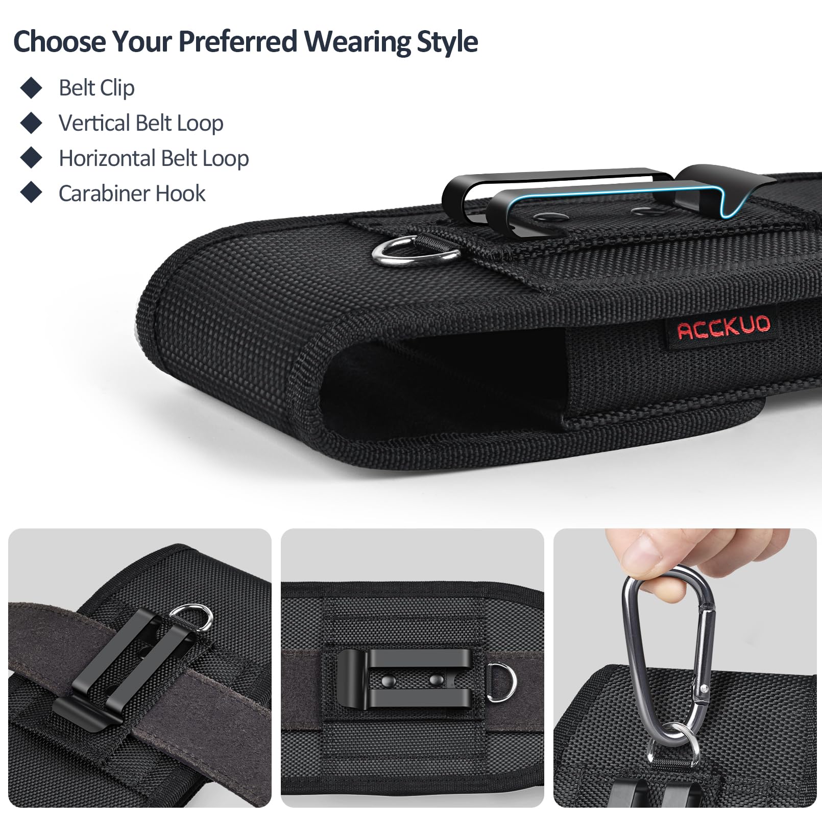 Premium Leather Phone Holster for Belt - Magnetic Closure & Metal Clip - Compatible with iPhone 16/15/14/13/12 Pro/Max & Galaxy S25/S24/S23/S22 - Secure Carry for Work, Travel & Outdoor Activities (Matte Black)