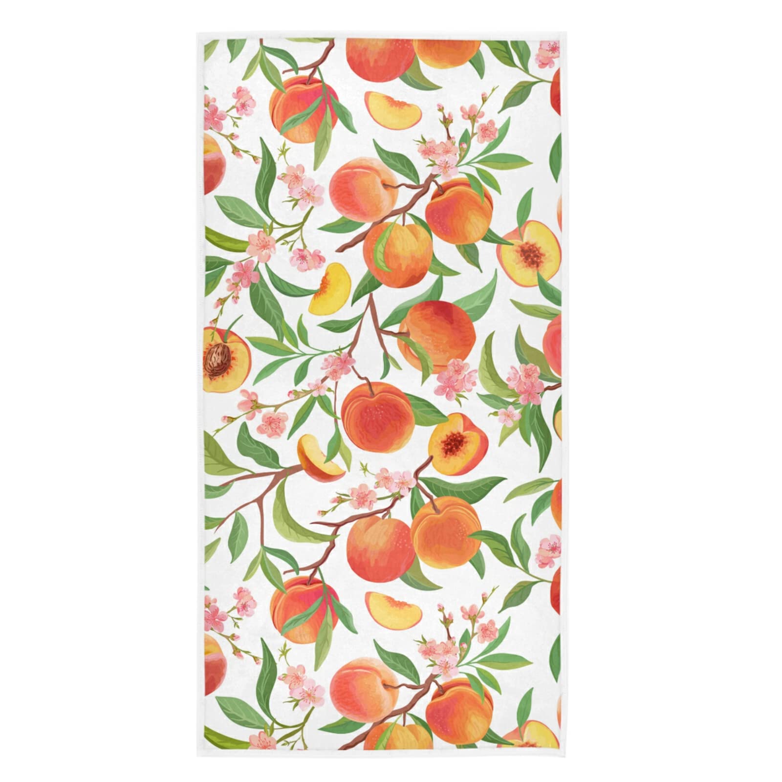 Premium Peach Soft Highly Absorbent Cotton Hand Towels - 16x30 Inches for Kitchen, Bathroom, Spa, Hotel & Gym | Tropical Fruits Design | Home Decor & Guest Towels | Perfect for Luxury Bath, Facial Care & Hospitality Use