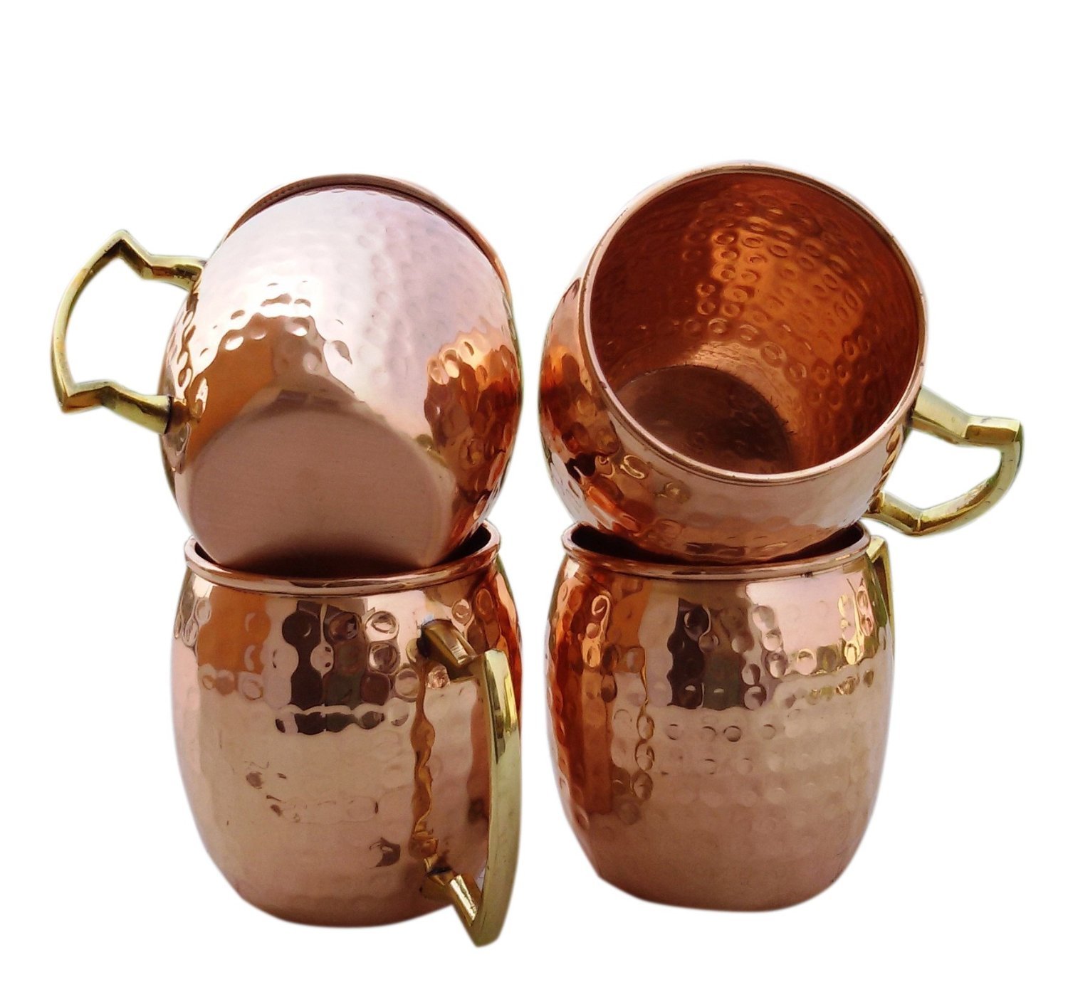 Handmade 100% Pure Hammered Copper Moscow Mule Mug with Brass Handle - Authentic Handcrafted Copper Cup for Cocktails, Ginger Beer & Cold Drinks - Perfect for Home Bars, Parties & Gifts (Set of 2)