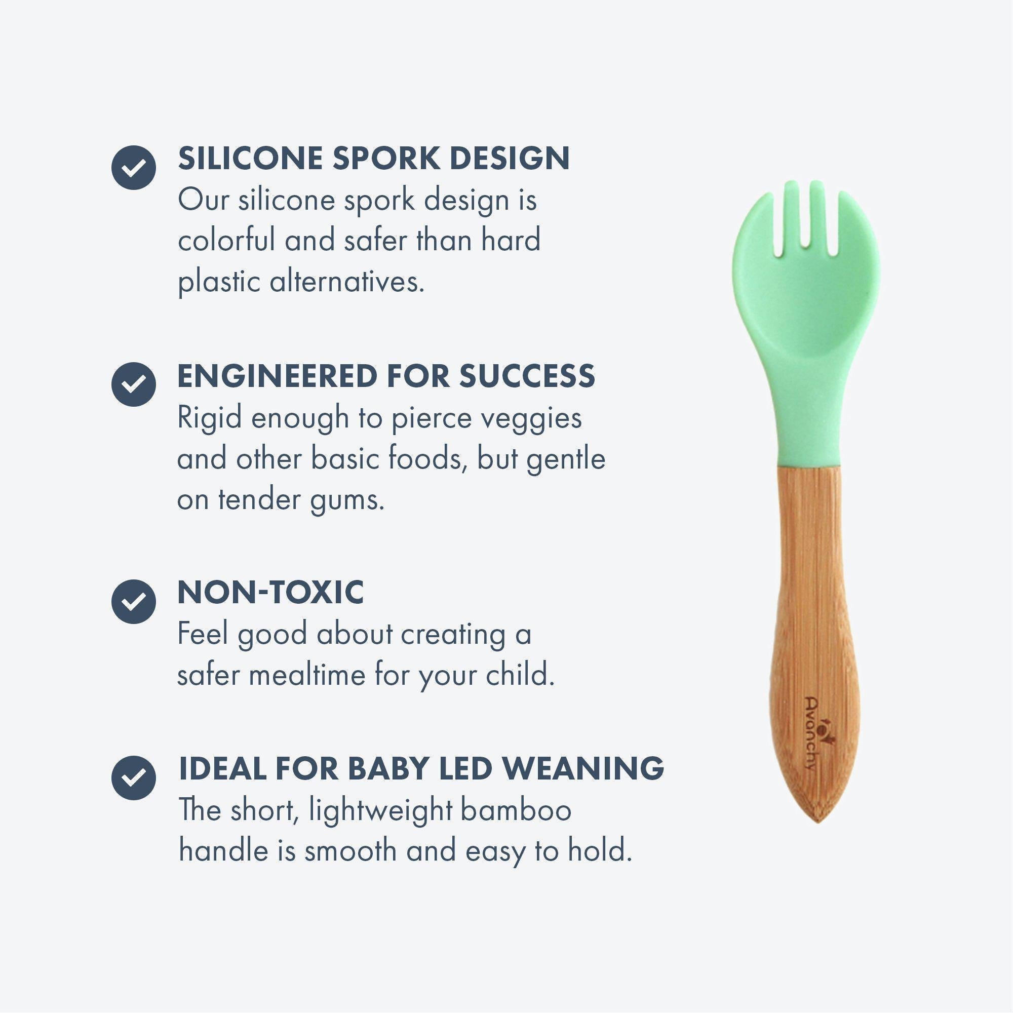 Avanchy 5-Pack Bamboo Baby Forks for Infants 6 Months+ | Eco-Friendly, BPA-Free, Safe for Baby Led Weaning | Perfect for First Foods, Toddler Meals & Travel Feeding