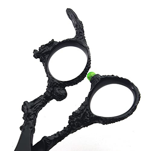 Professional 6 Inch Hair Cutting Scissors - 440C Stainless Steel Barber Shears with Black Dragon Design & Thinning Scissors - Perfect for Salon Stylists & Home Hairdressing