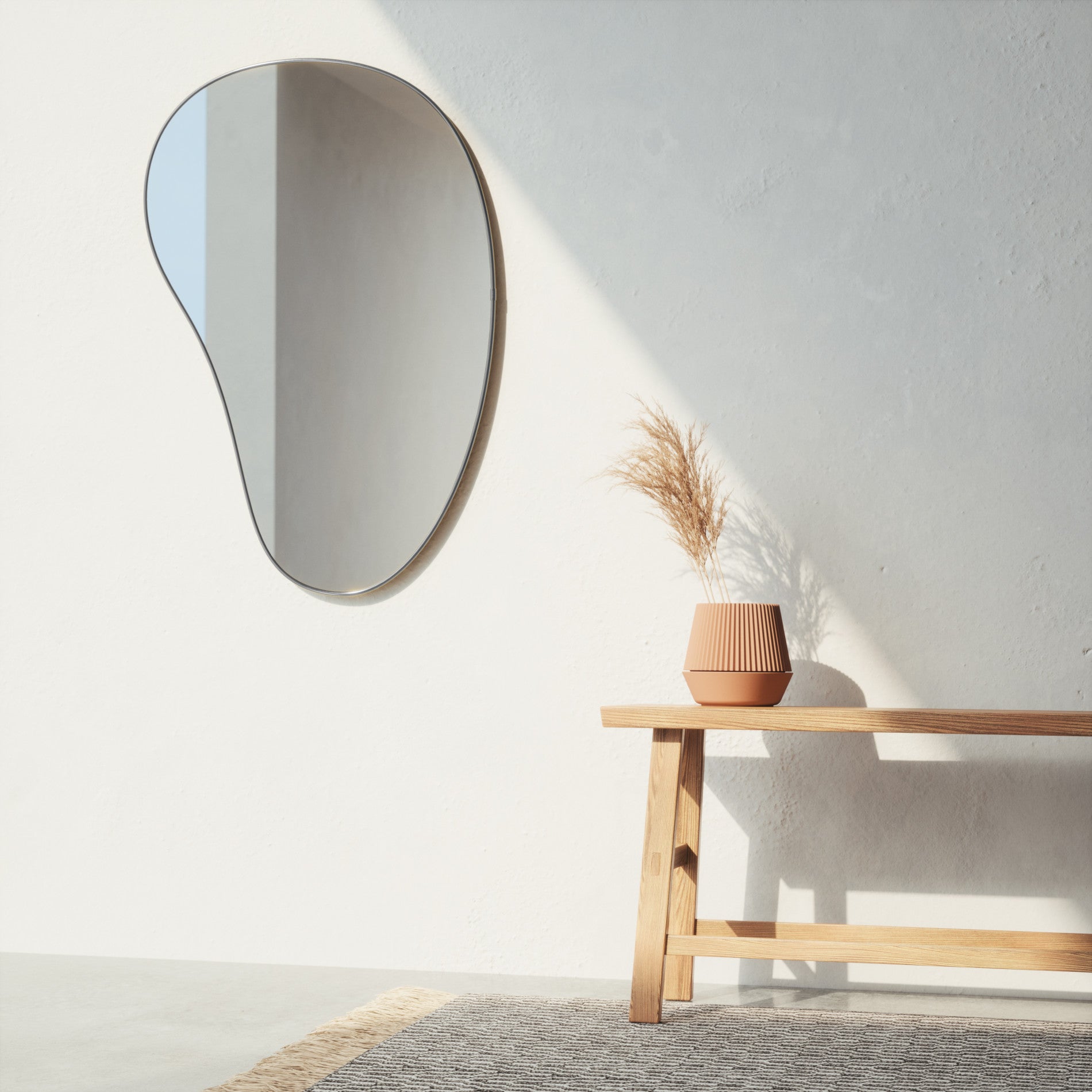 Stylish Hubba Pebble Wall Mirror - Round Decorative Hanging Mirror for Living Room, Bedroom & Bathroom - Perfect for Home Decor & Vanity Areas