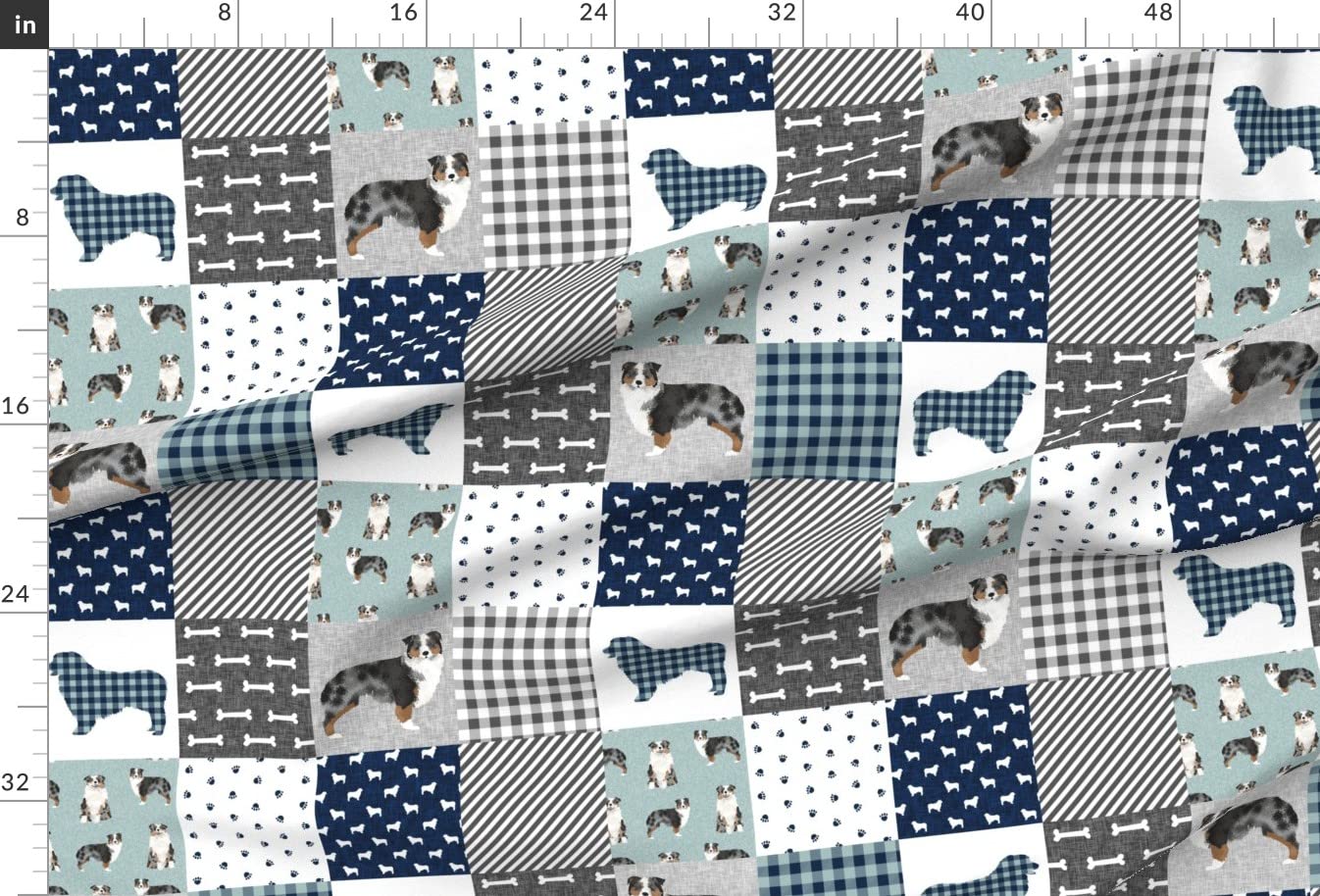Australian Pet Quilt Fabric - Blue Floral Shepherd Dog Print on Soft Minky Fabric by The Yard for Sewing Baby Blankets & Quilt Backing | Perfect for DIY Plush Toys, Nursery Decor & Cozy Home Projects