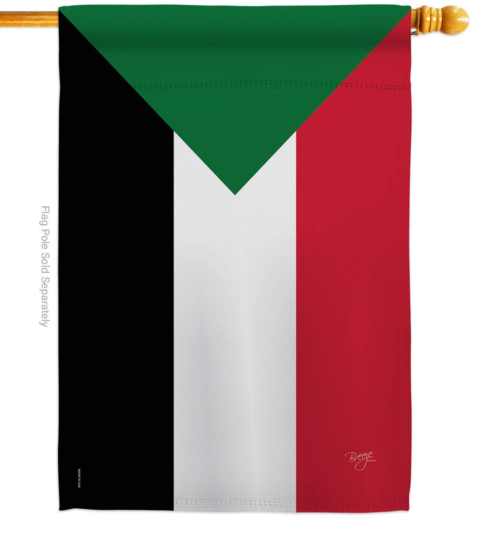 Breeze Decor H108297 Sudan World Nationality Decorative Vertical House Flag - 28 x 40 Inches, Multicolor - Perfect for International Events, Cultural Celebrations & Home Decor
