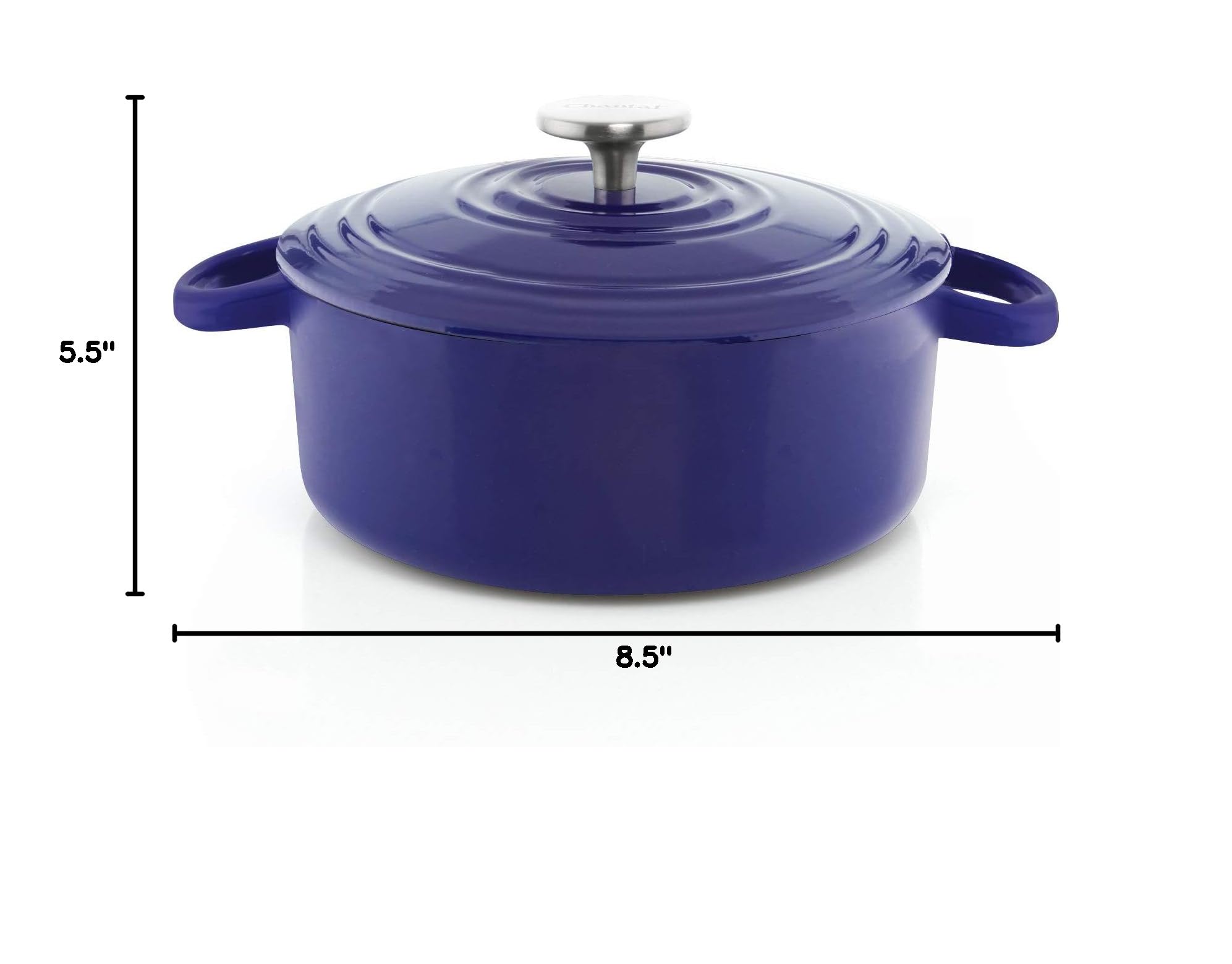 Premium Chantal 3 Quart Cast Iron Dutch Oven with US Formulated Enamel Coating - Cobalt Blue - Perfect for Braising, Stewing & Baking at Home or Outdoor Cooking