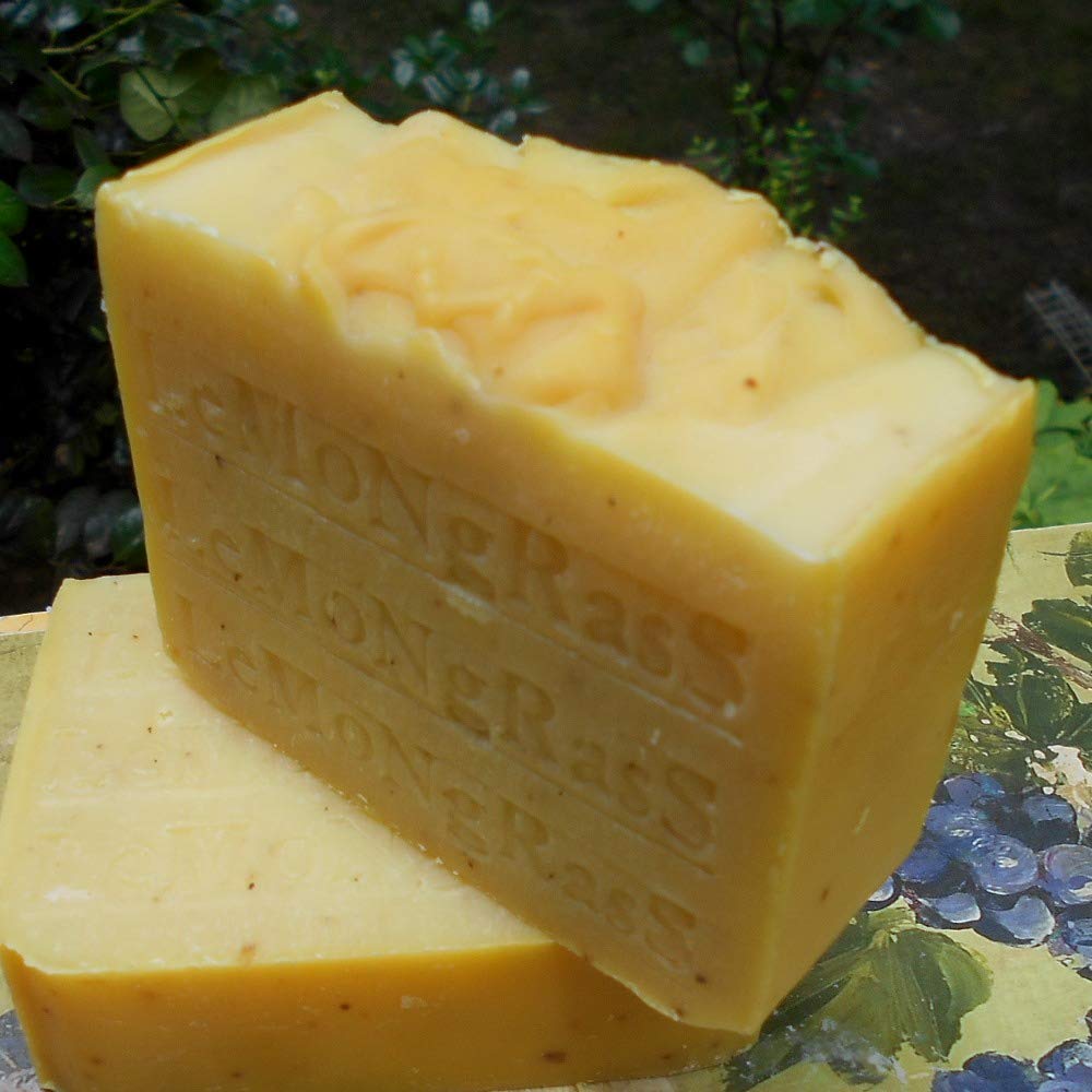 Handmade All Natural Lemongrass Soap with Lemon Essential Oil - Stimulating & Cooling Bar Soap for Refreshing Shower & Aromatherapy