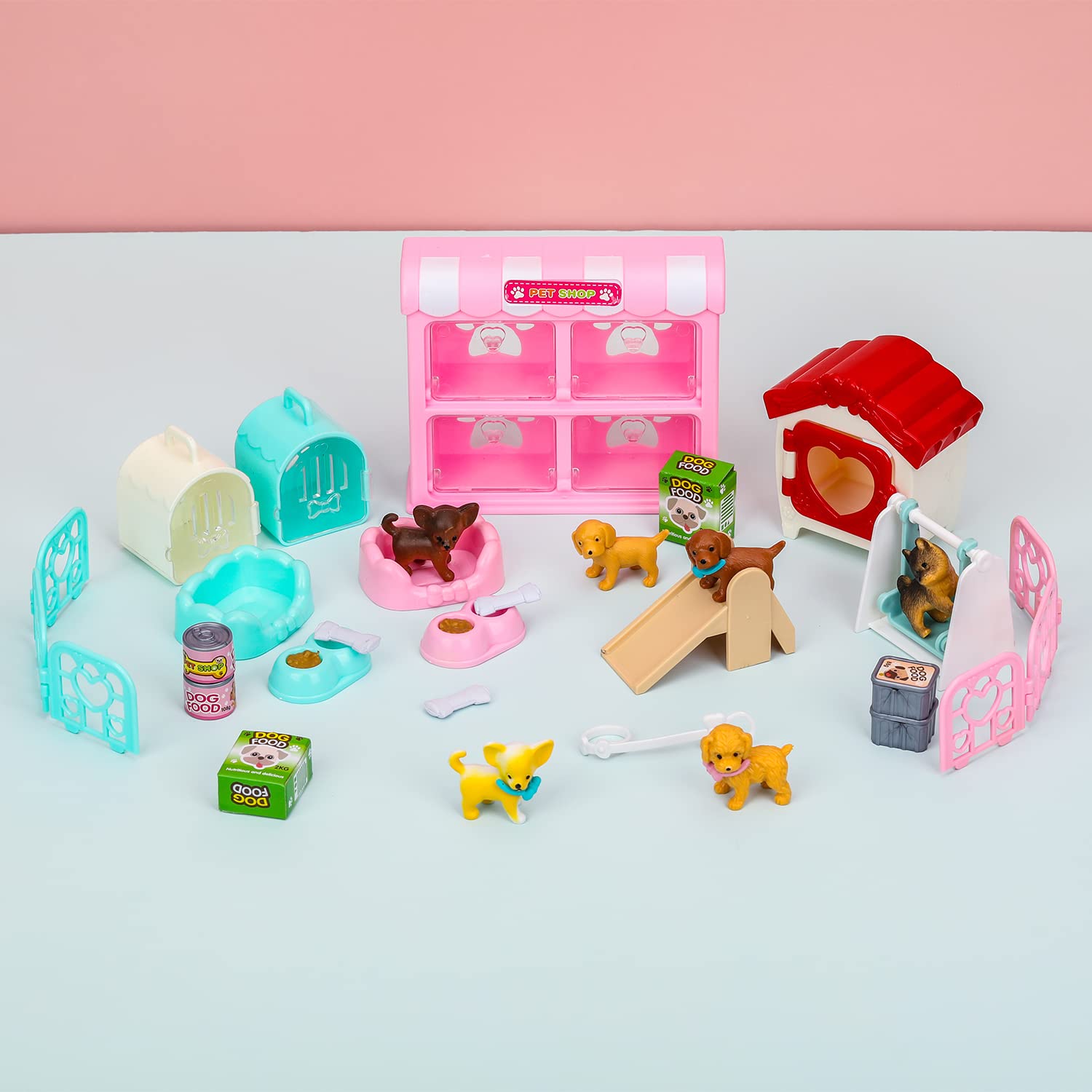 TQQFUN 32-Piece Realistic Dog Figurines Set - Educational Pretend Play Pet Care Toys for Kids, Boys & Girls - Detailed Puppy Figures for Imaginative Play, Learning & Role-Playing Scenarios - Perfect for Home, Classroom & Playdates