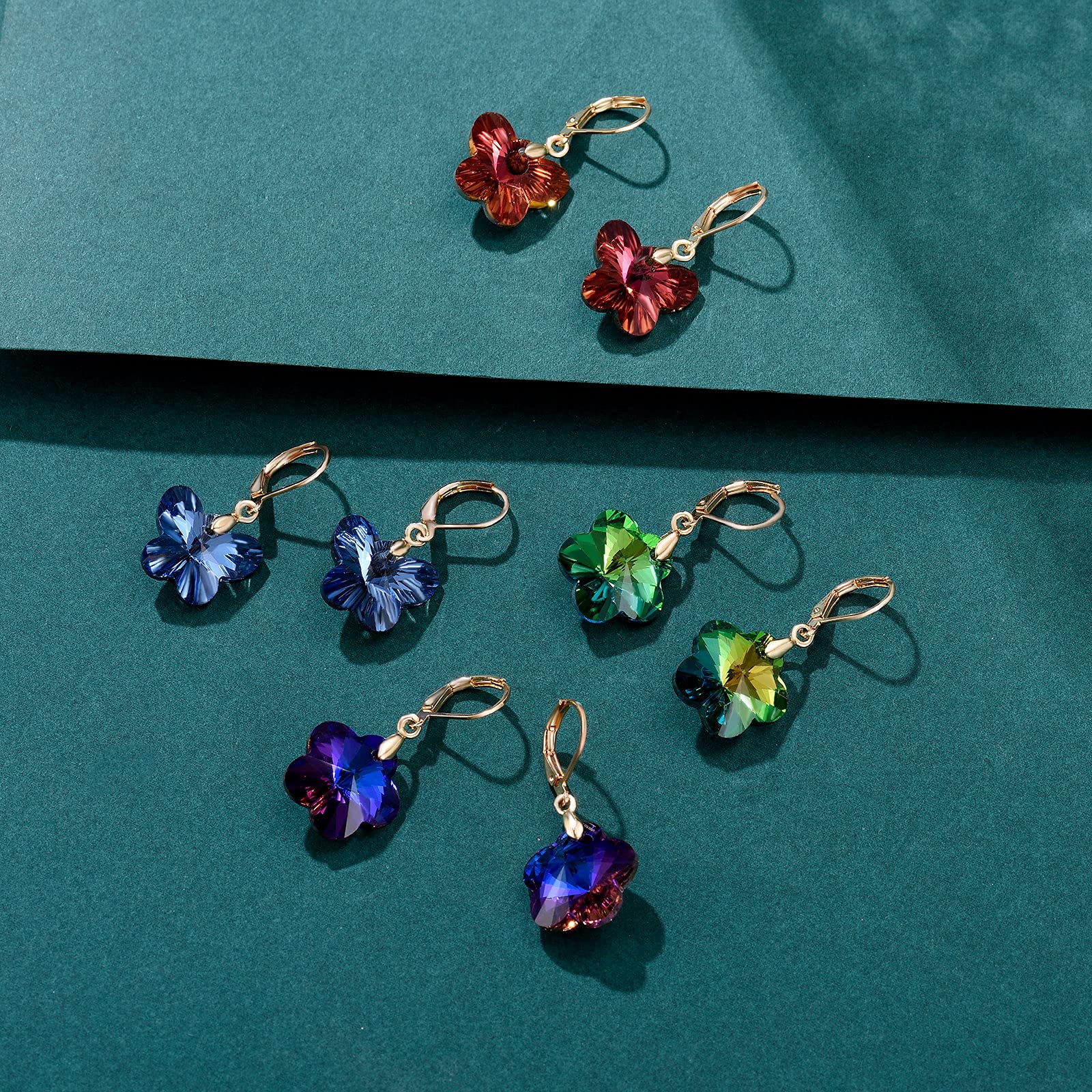16 Pairs Multi-Color Small Dangle Earrings for Women - Crystal Earrings Set with Butterfly, Heart & Teardrop Shapes | Perfect for Parties, Weddings & Everyday Wear