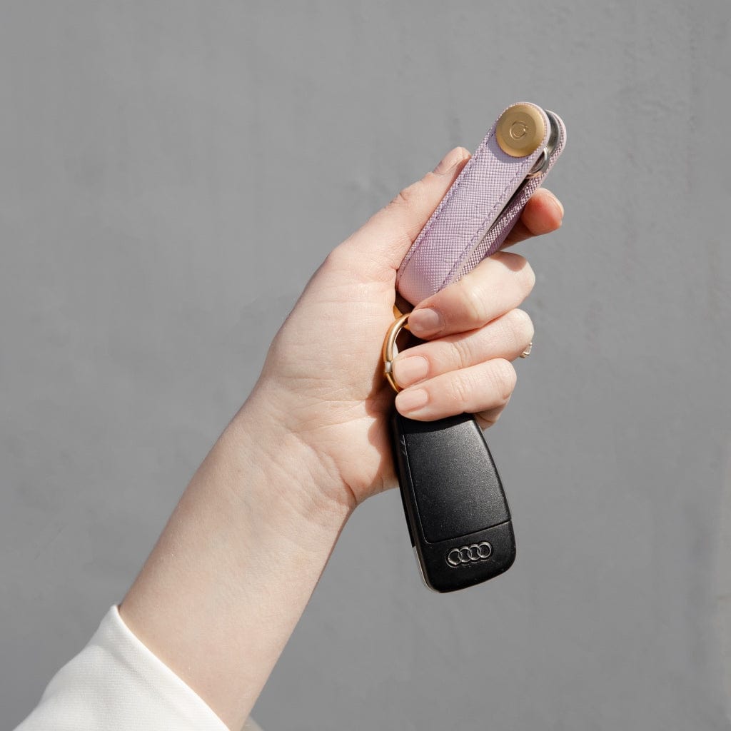 Orbitkey Leather Key Organizer - Premium Lilac Saffiano Leather Key Holder for Men & Women | Compact Keychain Wallet for Home, Office & Travel Accessories