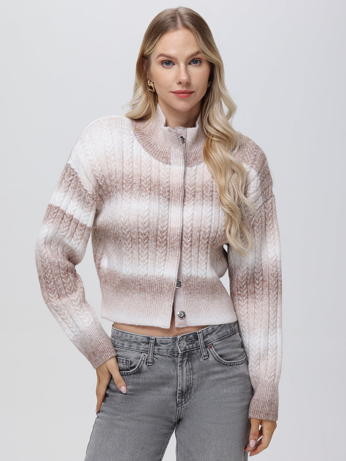 Ombre Sequin Crop Cardigan for Women - Sparkly Shimmer Party Top, Perfect for Night Out, Club Wear, and Special Occasions