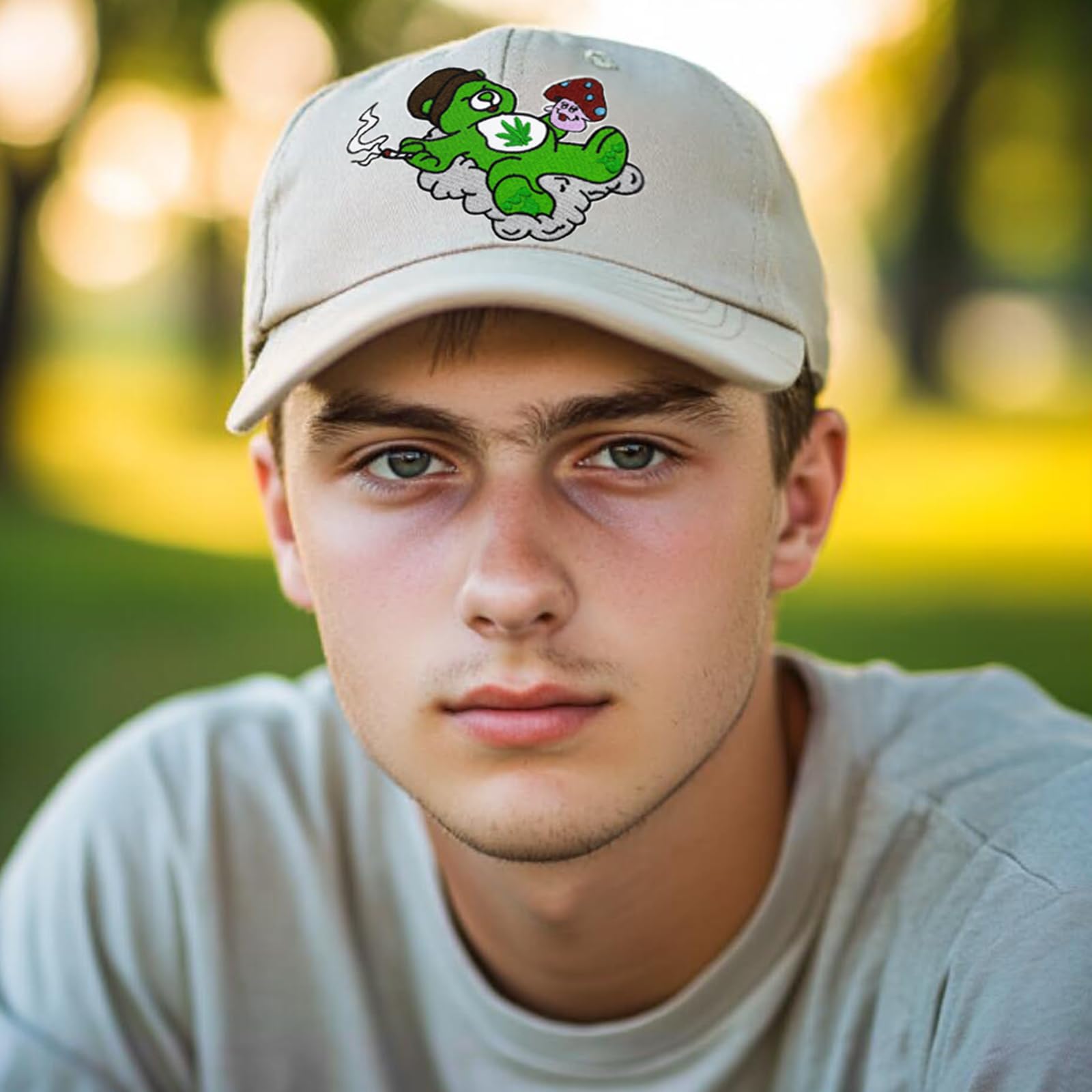 3.5'' Funny Meme Bear Smoking Cannabis Leaf Embroidered Iron On Patch - Perfect for DIY Jackets, Backpacks & Denim Customization