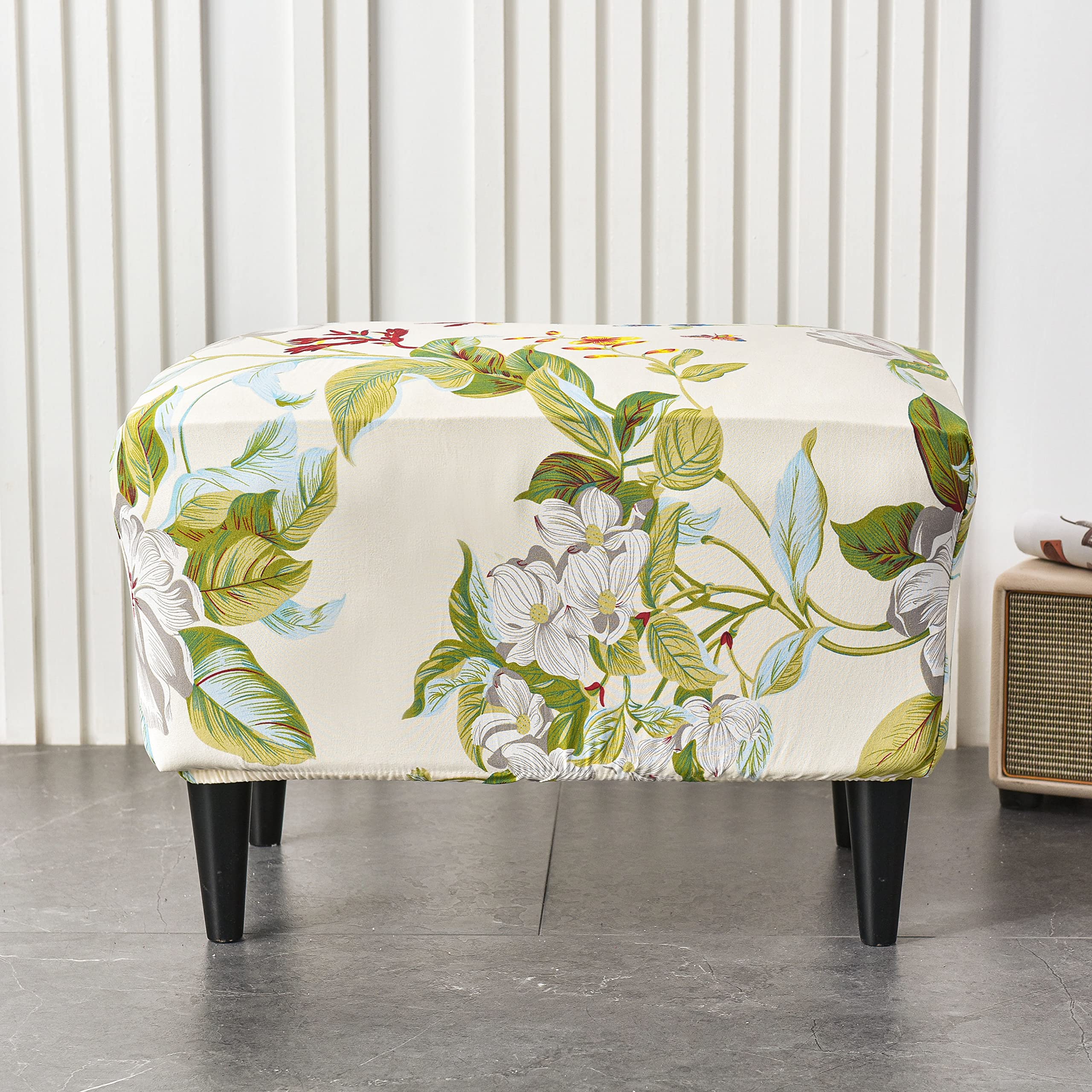 CRFATOP X-Large Printed Stretch Ottoman Chair Cover - Elastic Rectangle Storage Stool Slipcover for Footrest, Sofa & Footstool - Perfect for Living Room, Bedroom & Home Decor (30