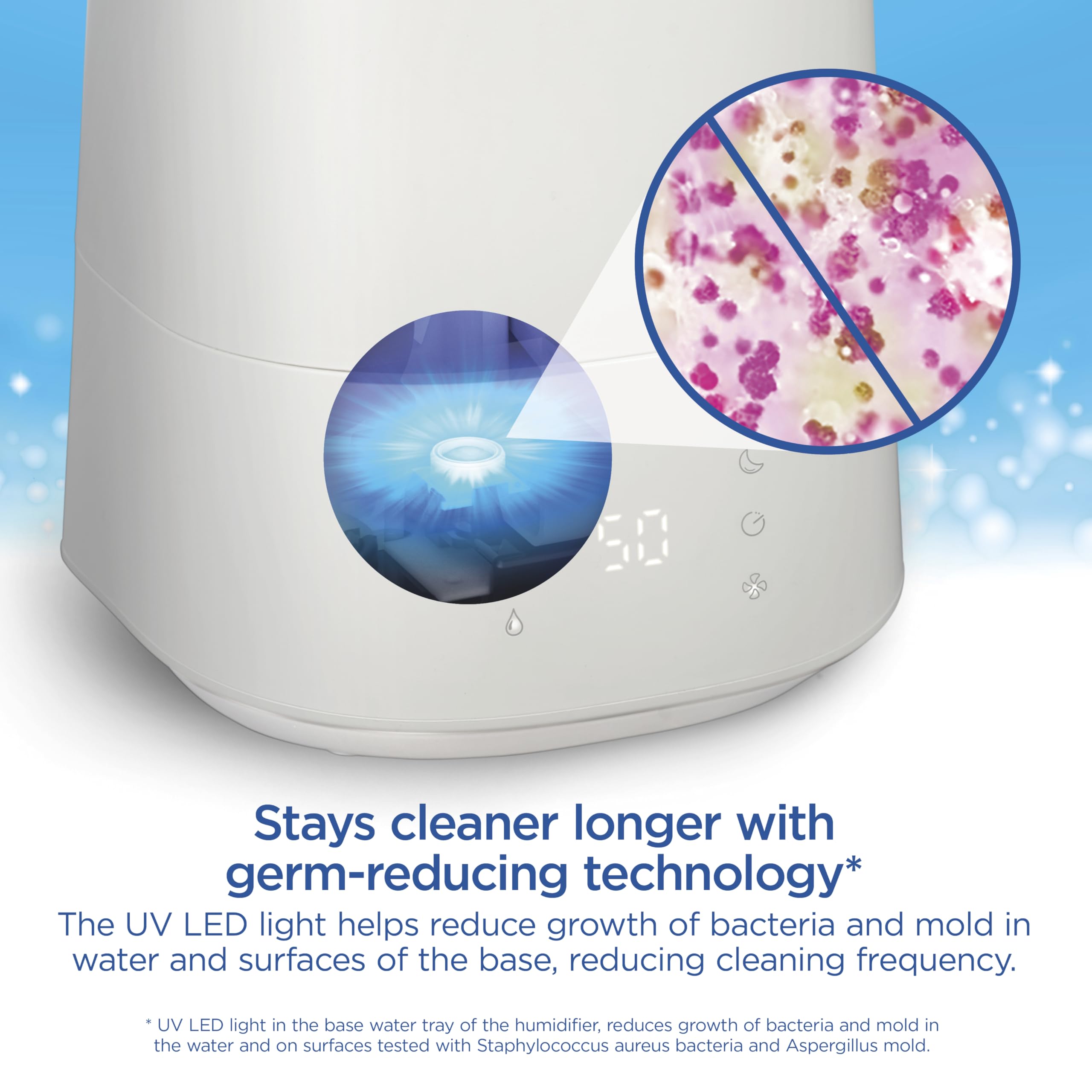 Clorox Cool Mist Humidifier with UV LED - 4L for 40H, Quiet for Bedroom