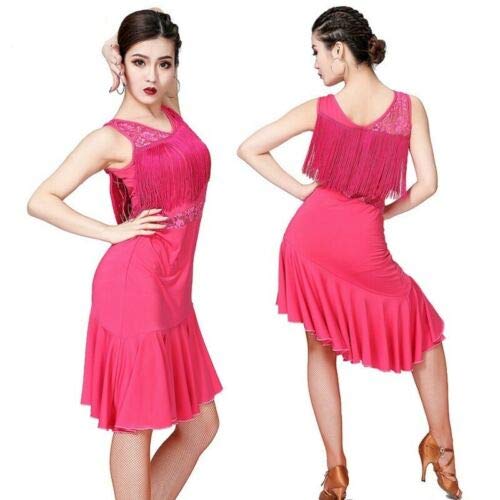 Elegant Women's Hollow Out Lace Ballroom Dance Dress with Tassels - Professional Latin Dancewear for Salsa, Cha Cha, Practice & Performances | Breathable Performance Dress with Built-in Shorts for Comfort & Style