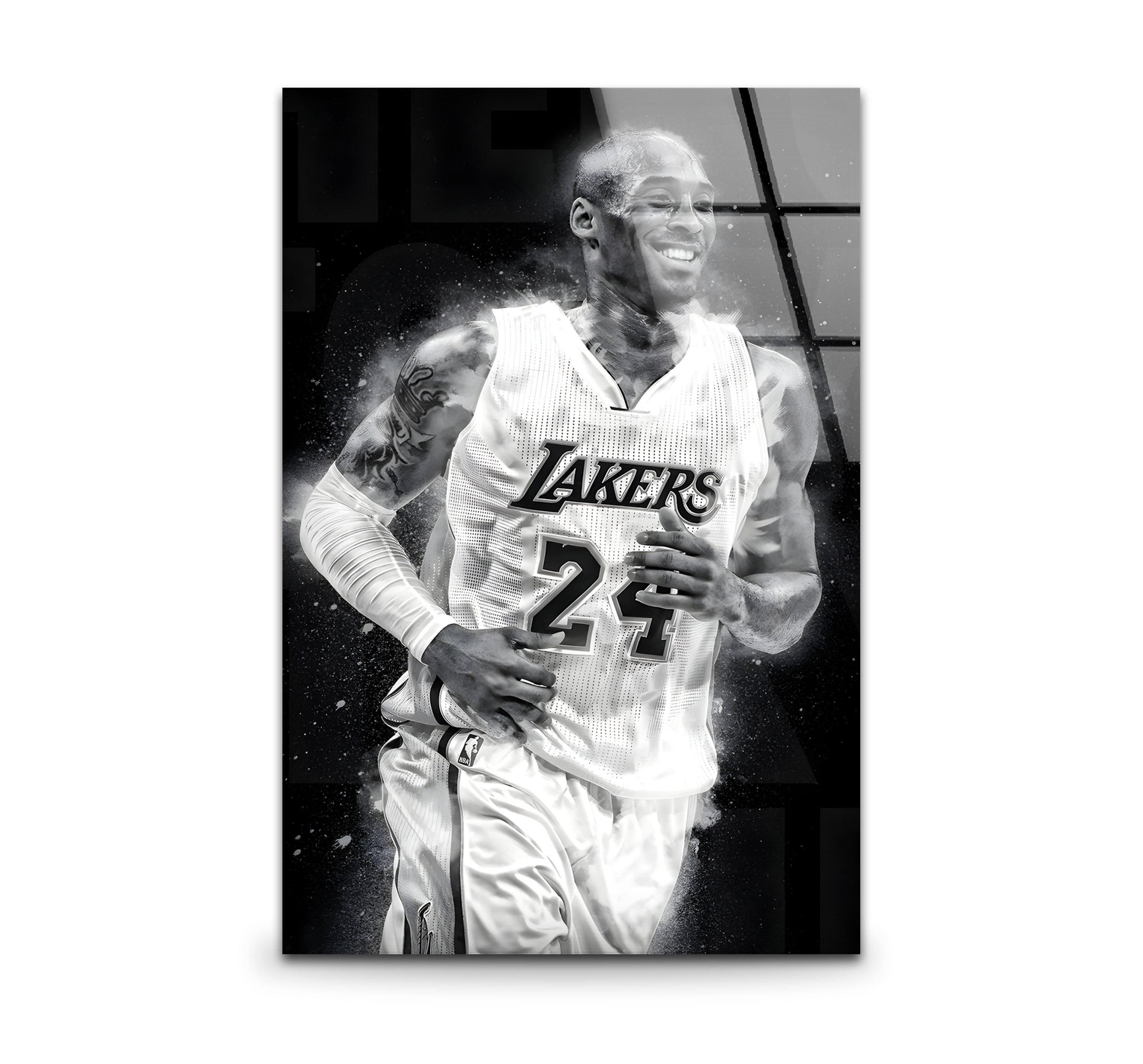 Kobe Bryant Glass Wall Art - Black and White Basketball Decor for Home, Office, or Man Cave - Perfect for Lakers Fans & NBA Memorabilia Collectors