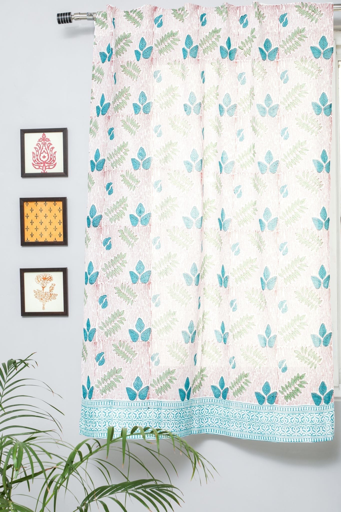 Handblock Printed Cotton Window Curtains - 'Glow of Garden' Design | Eco-Friendly Home Decor for Living Room & Bedroom