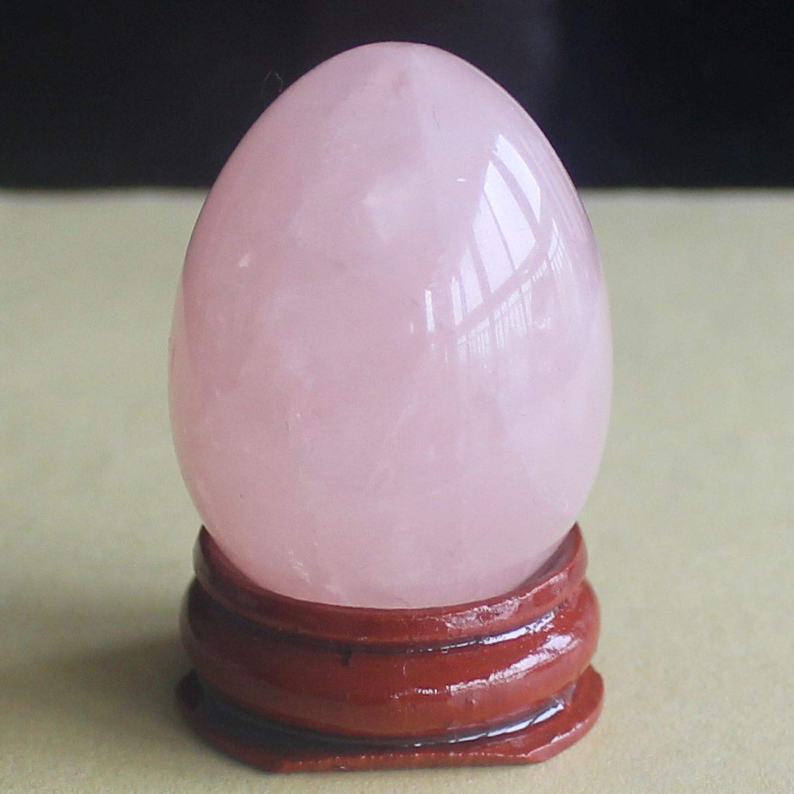 40x30mm Mixed Gemstone Rose Quartz Egg with Wood Stand - Chakra Healing Crystal for Meditation, Reiki, and Home Decor - Perfect for Yoga Studios, Spiritual Gifts & Energy Balancing